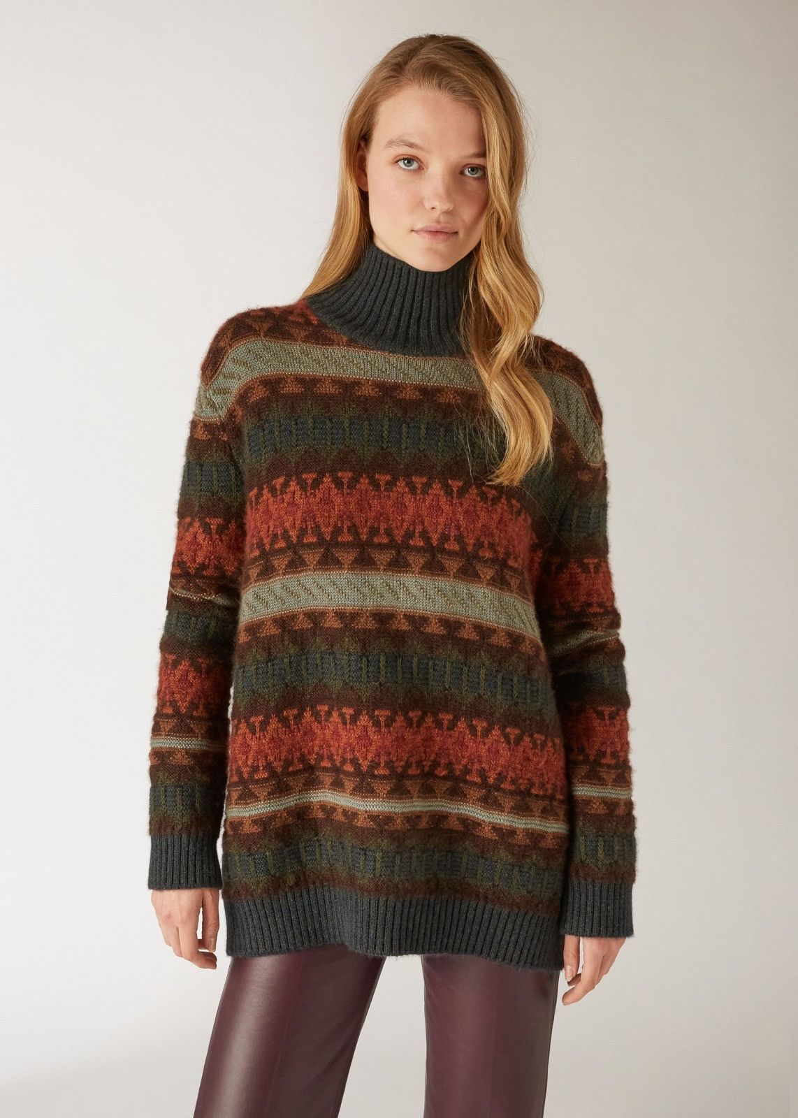Loro Piana o1srvl11e0125 Cashmere Jacquard Turtleneck Sweater Size L / US 10 / IT 46 - 5 Thumbnail