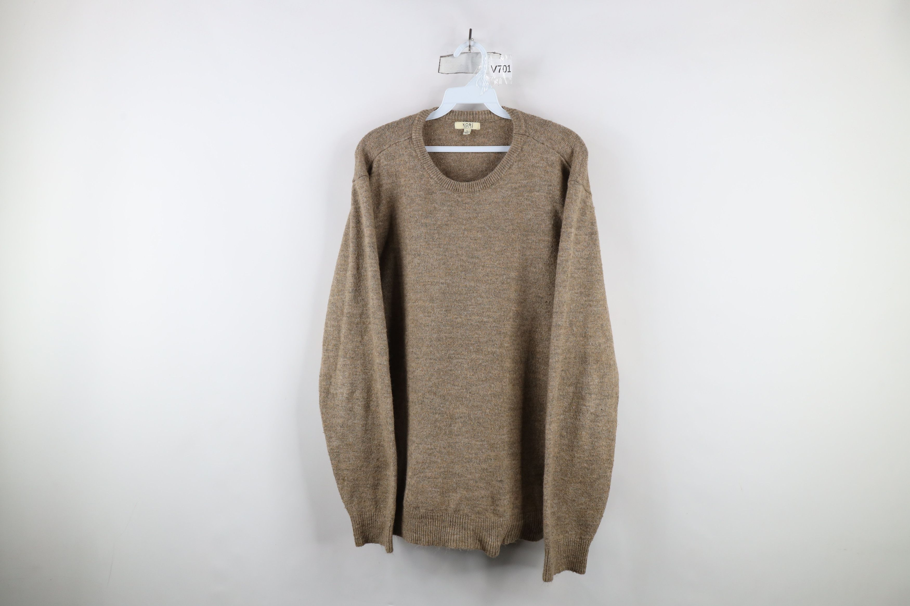 Vintage Vintage 90s Streetwear Knit Crewneck Sweater Oatmeal Brown Size US L / EU 52-54 / 3 - 1 Thumbnail