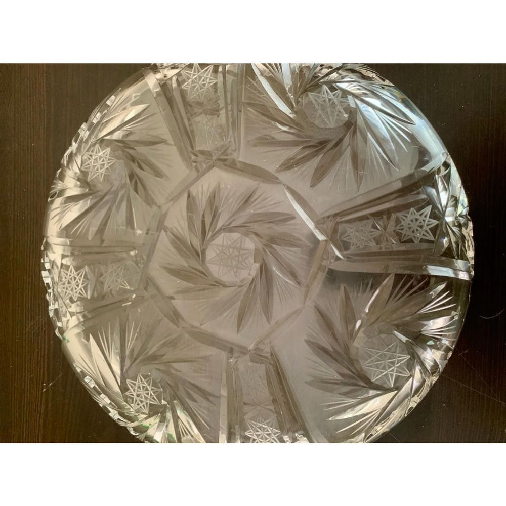 Designer Brilliant Cut Glass - Vintage Cut Crystal Platter Size ONE SIZE - 5 Thumbnail