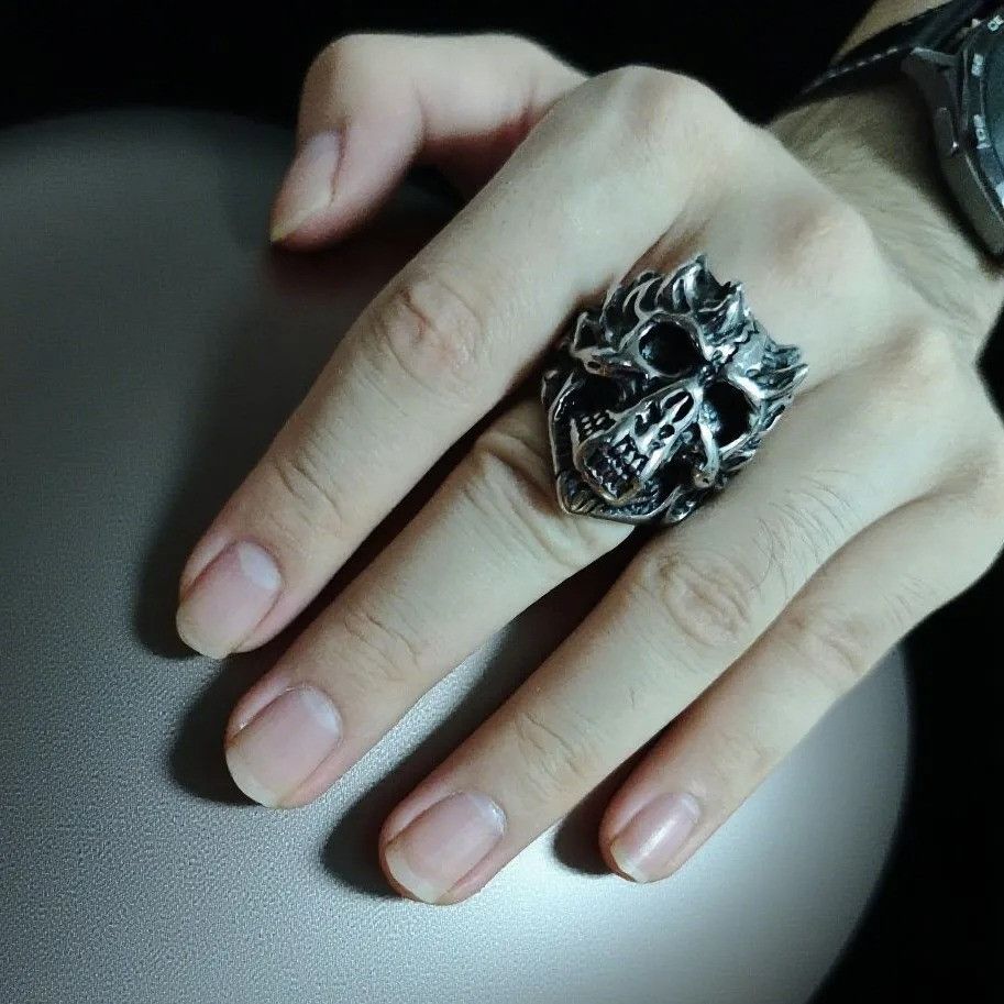 Jewelry Skull Titanium Steel Ring Size ONE SIZE - 5 Thumbnail
