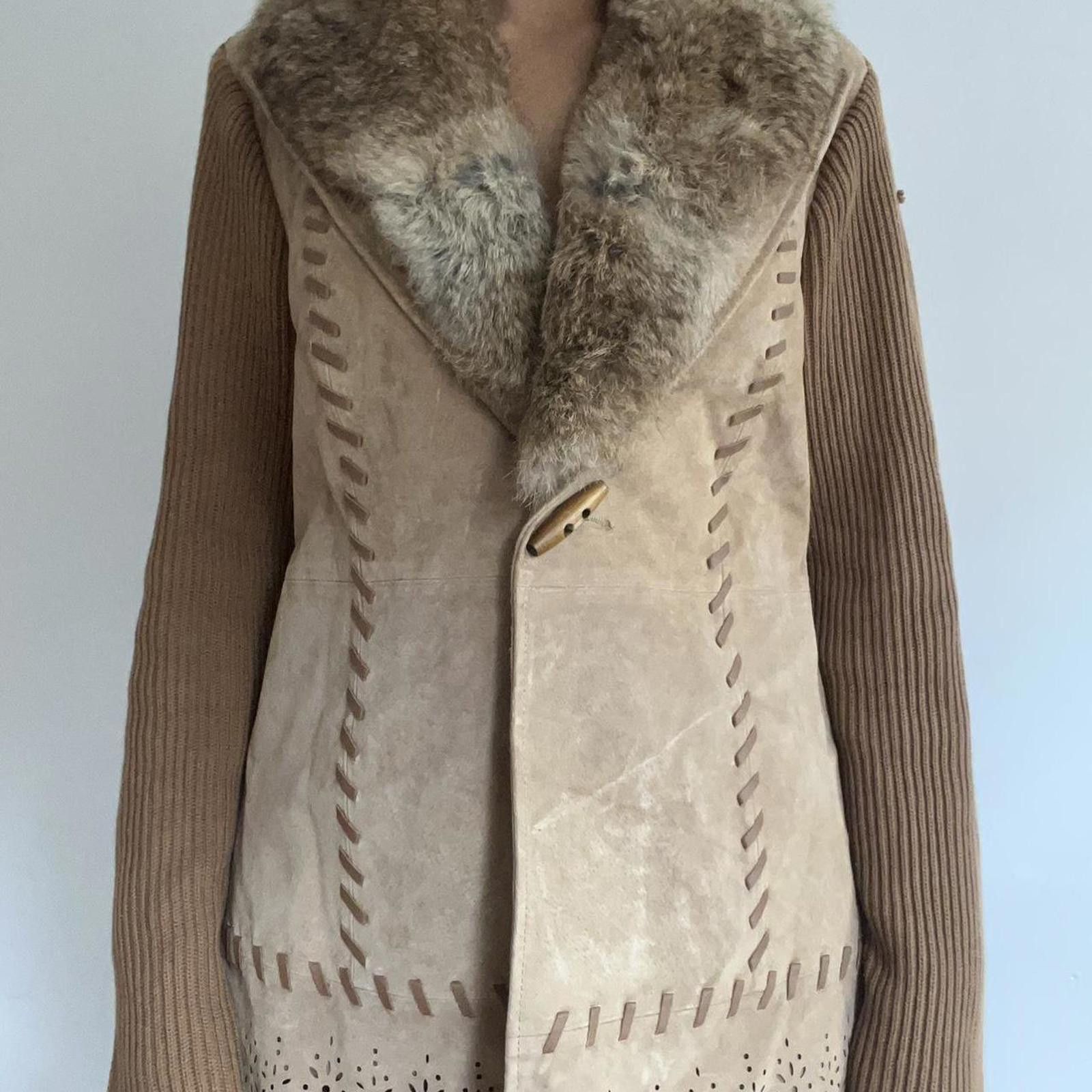 Other Beautiful genuine leather suede knit coat REAL FUR Size S / US 4 / IT 40 - 1 Thumbnail