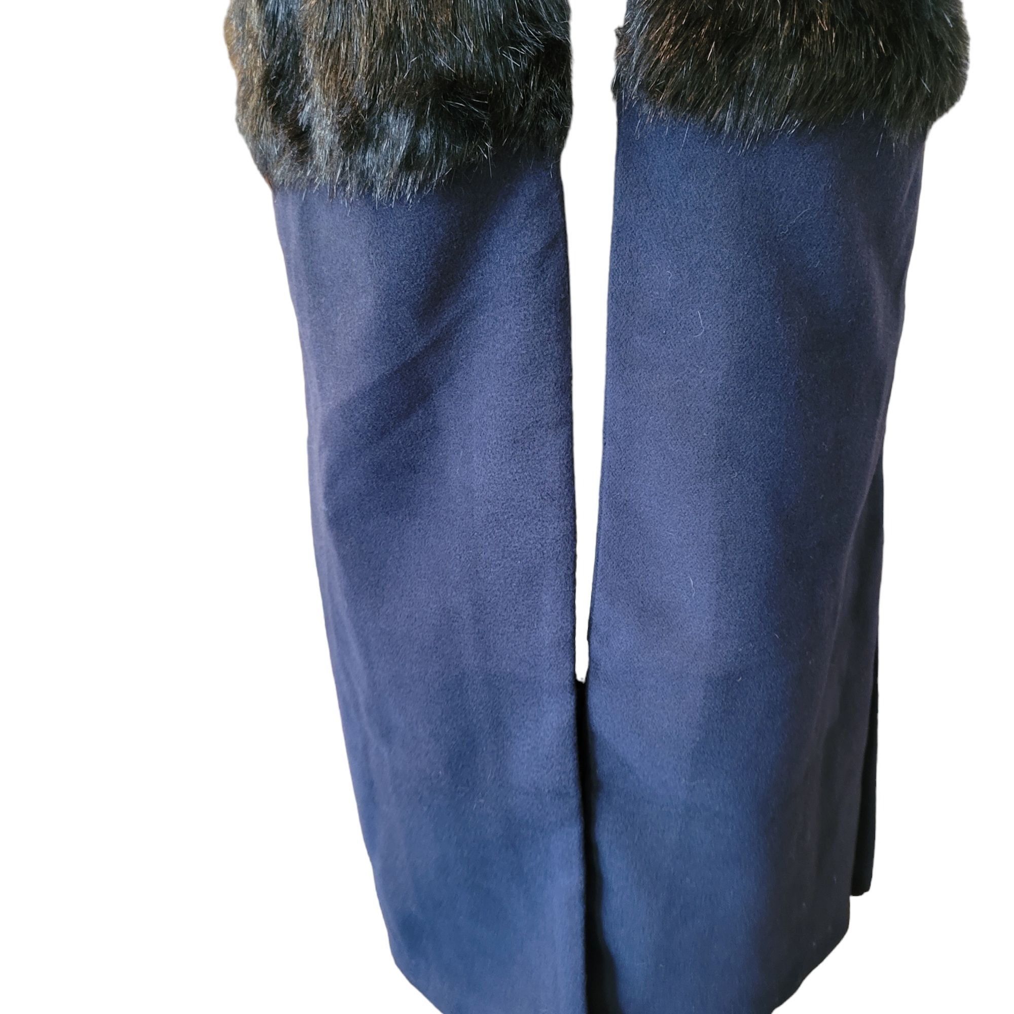 Other Blue Jacket Vest with Black Faux Fur 44" Sleeveless Festival Size S / US 4 / IT 40 - 8 Thumbnail