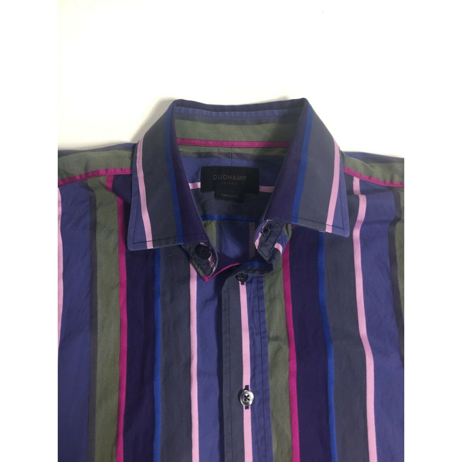 Duchamp Duchamp London Mens Blue Cotton Long Sleeve Shirt Size 16 Size US L / EU 52-54 / 3 - 8 Thumbnail