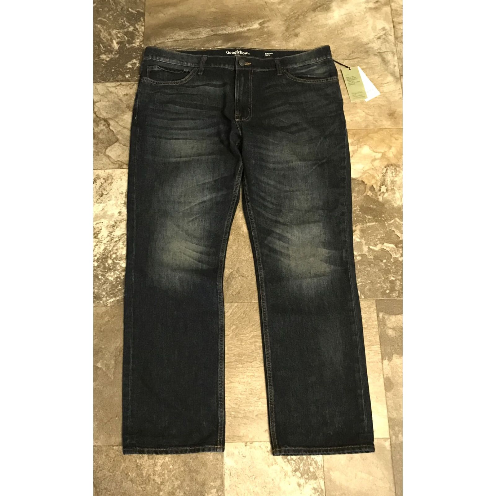 Vintage Goodfellow Jeans Mens 38 Blue NEW Denim 38x32 Straight Karl NWT Size US 38 / EU 54 - 3 Thumbnail