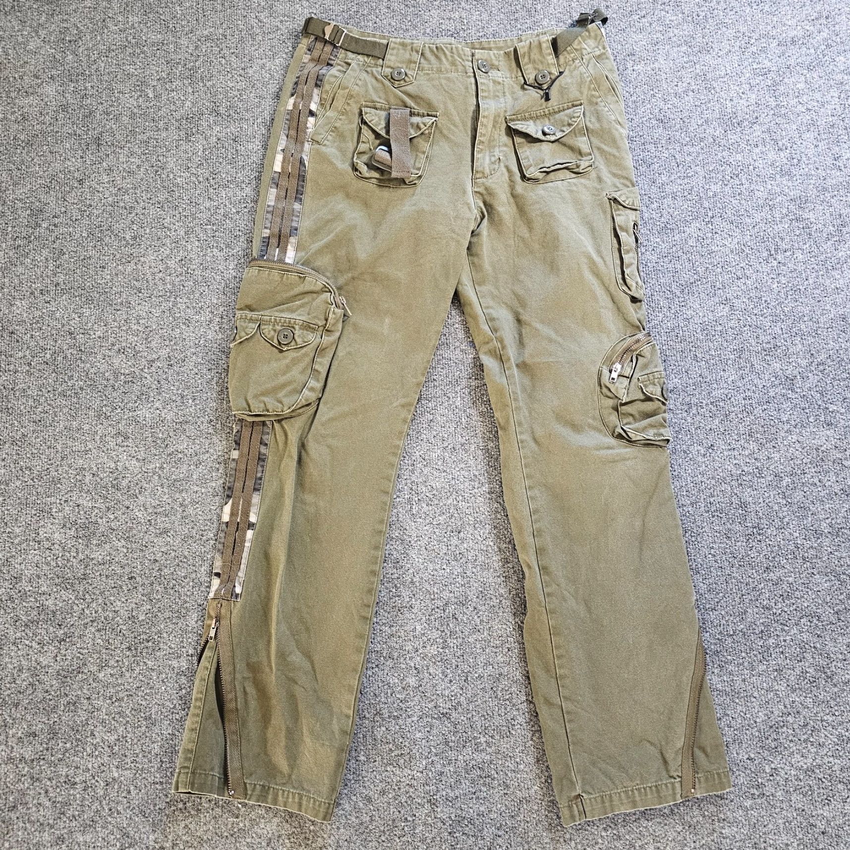 Vintage Free Knight Pants Mens 31 Green Cargo Tactical Military Zippers Pockets Casual Size US 31 - 2 Thumbnail