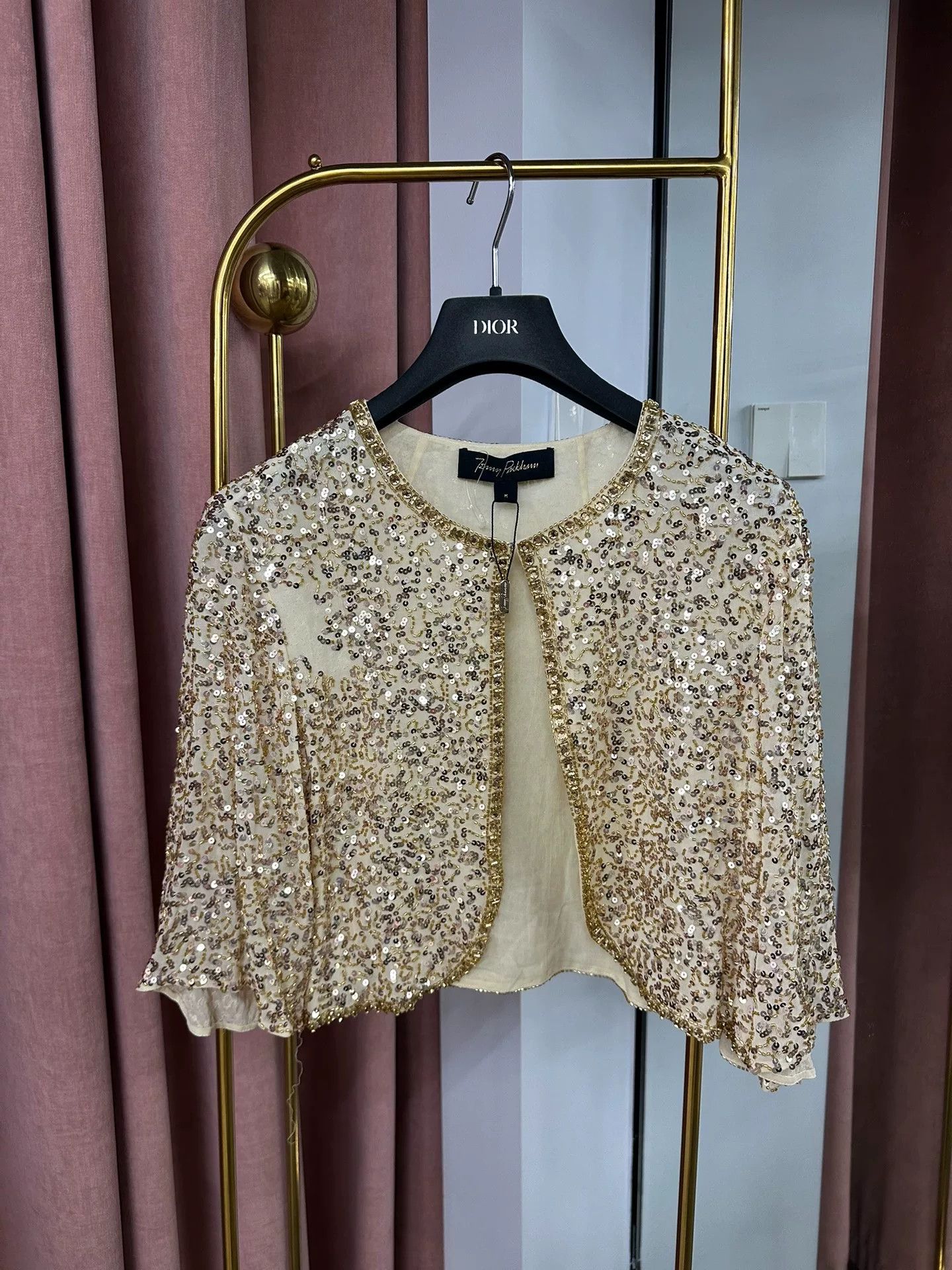 Jenny Packham Jenny Packham Yellow Sequin Cardigan Size M / US 6-8 / IT 42-44 - 1 Thumbnail