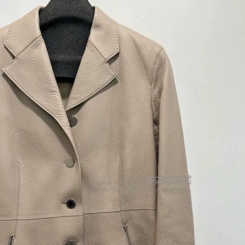 Hermes Hermes Beige full leather ladies' jacket Size XS / US 0-2 / IT 36-38 - 3 Thumbnail