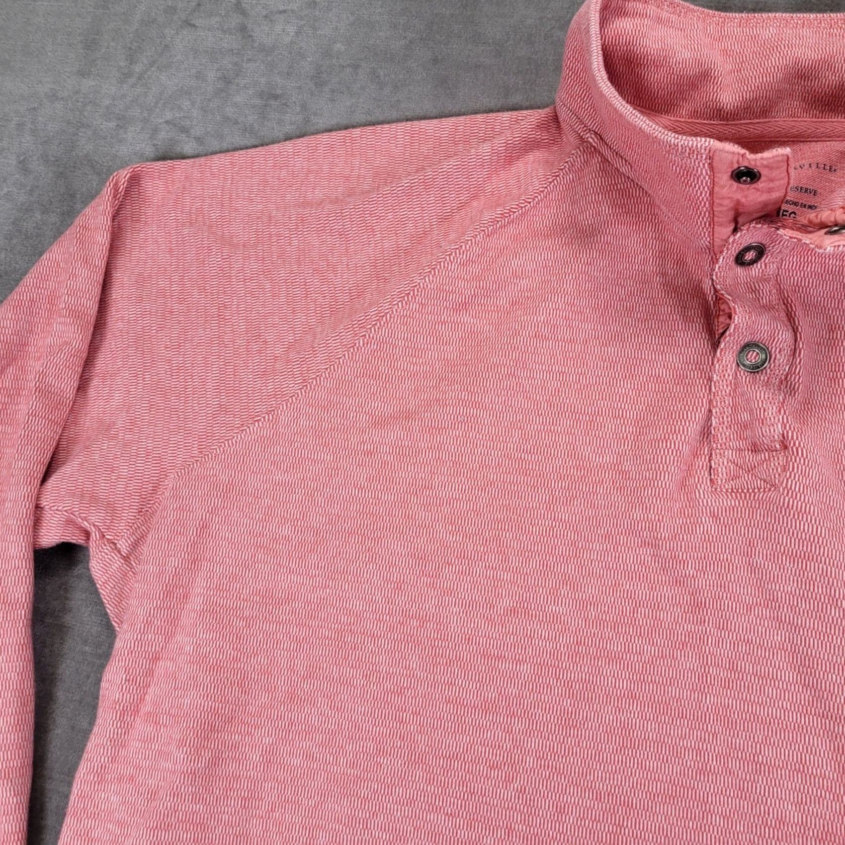 Vintage Margaritaville Mens XL Pullover Sweatshirt Mock Neck 3 Button Pink Striped Island Reserve, Beach Vibes, Cotton Blend Size US XL / EU 56 / 4 - 7 Thumbnail