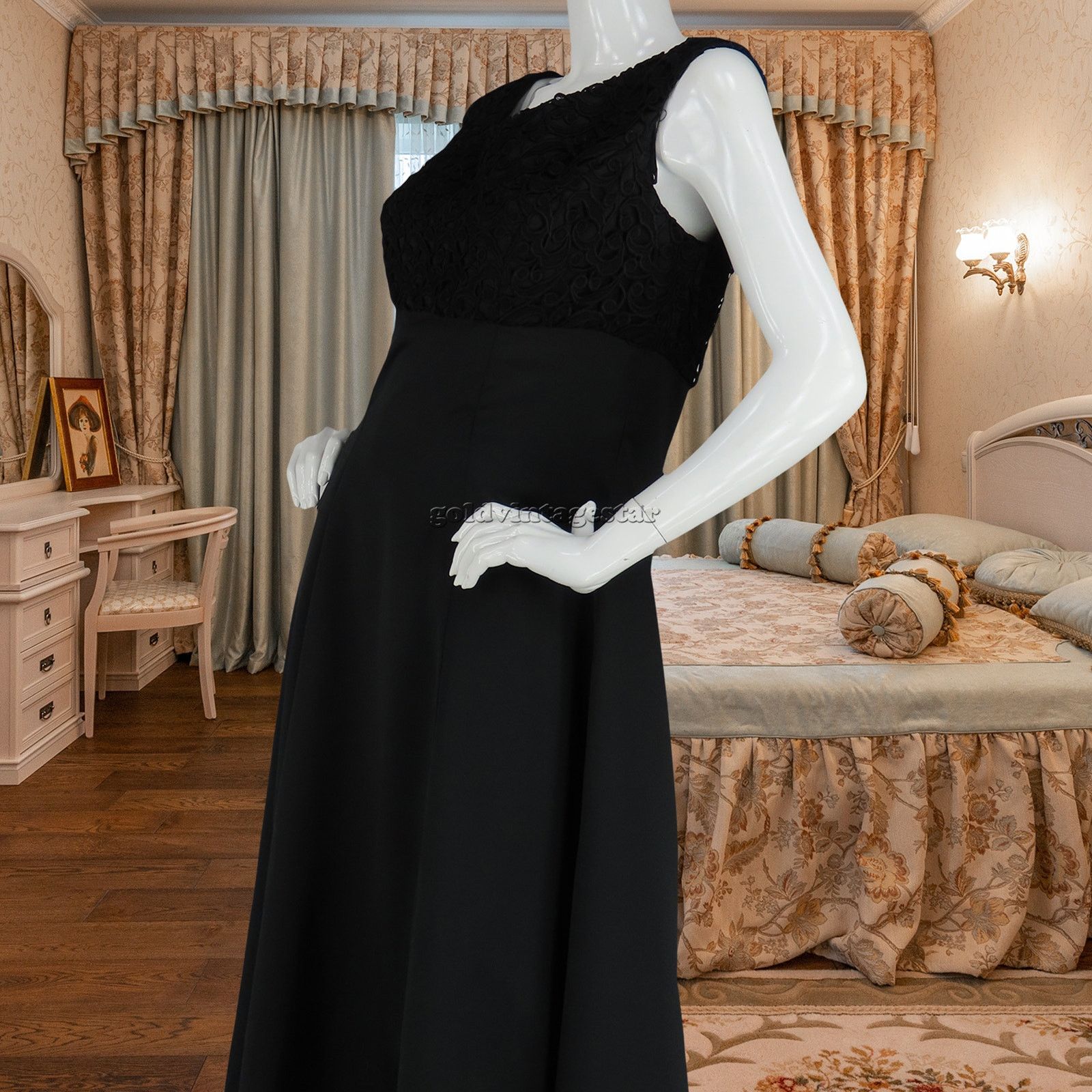 Other Elegant Vintage Black Embroidered Evening Gown Maxi Dress M Size M / US 6-8 / IT 42-44 - 14 Thumbnail