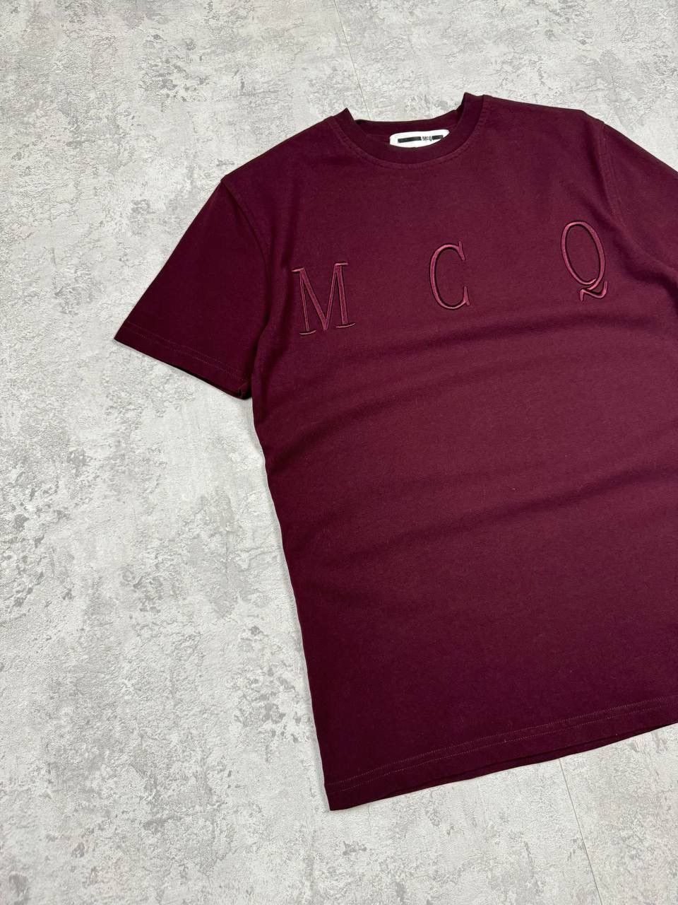 Alexander McQueen MCQ Mens Burgundy T-Shirt Big Embroidered Logo Size XS Size US XS / EU 42 / 0 - 2 Thumbnail