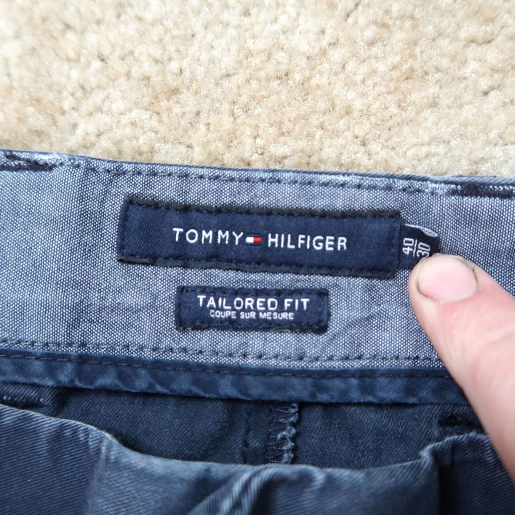 Tommy Hilfiger Tommy Hilfiger Chino Pants Flat Front Blue 40x30 Men's Regular Straight Pocket 5-Pocket Design Knit Cotton Beltless? Size US 40 / EU 56 - 3 Thumbnail