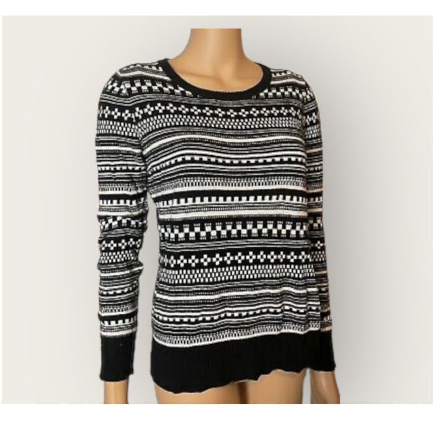 Merona Merona | Fair Isle Sweater | Size Large | Black & White Size L / US 10 / IT 46 - 1 Thumbnail