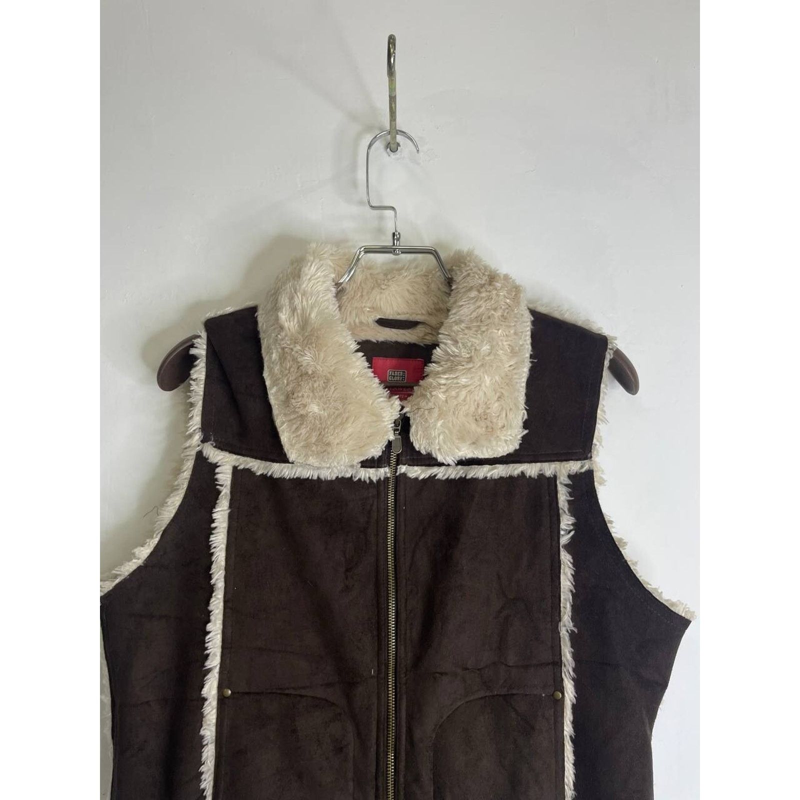 Japanese Brand Vintage Brown Faux Shearling Zip Vest Sherpa Lined Outerwear Size M / US 6-8 / IT 42-44 - 4 Thumbnail