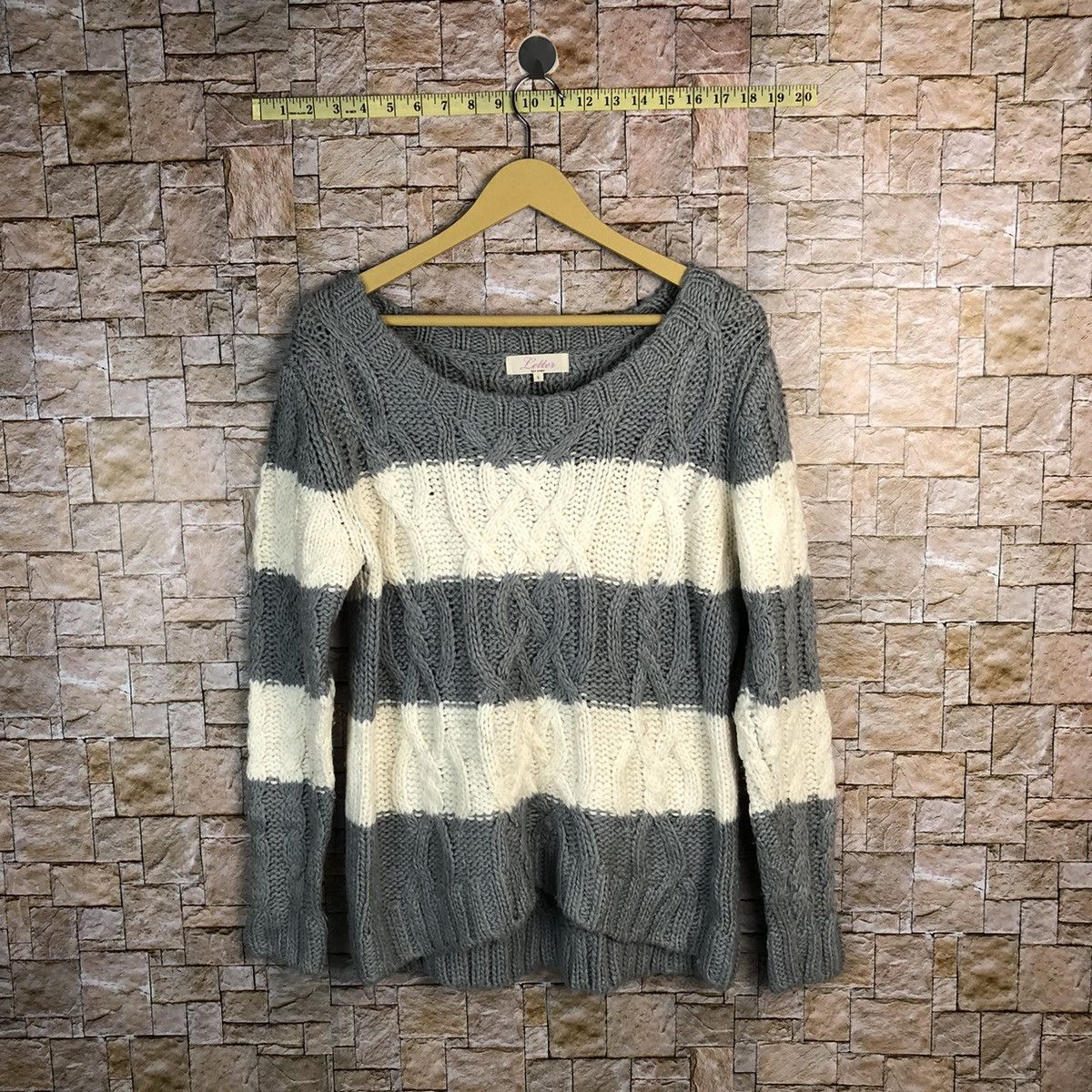Homespun Knitwear Letter White Grey Knitwear #A393 Size M / US 6-8 / IT 42-44 - 1 Thumbnail
