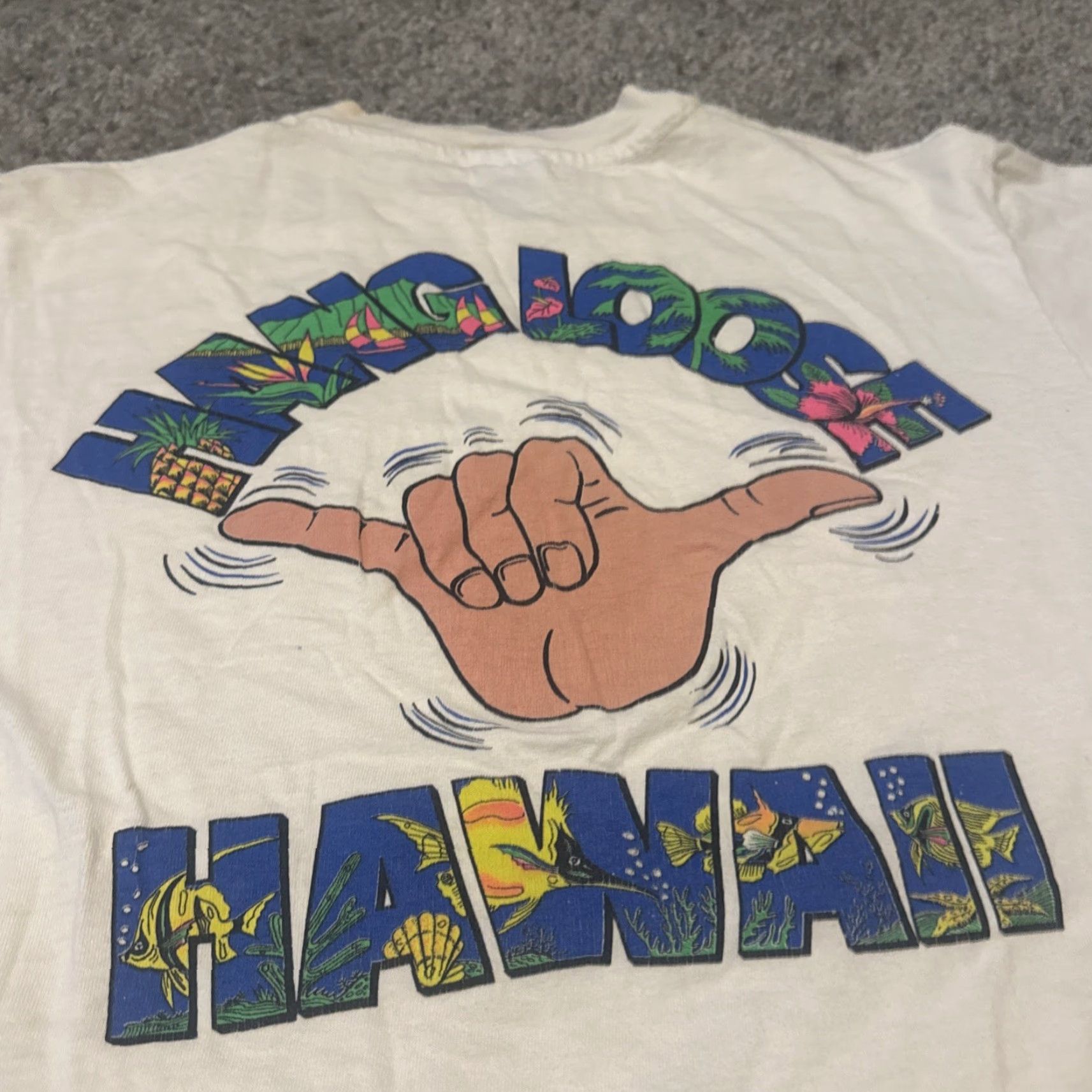 Vintage VINTAGE Hang Loose Hawaii Surf T-Shirt White M 80s Cyber Skate Men Regular Medium Size US M / EU 48-50 / 2 - 3 Thumbnail