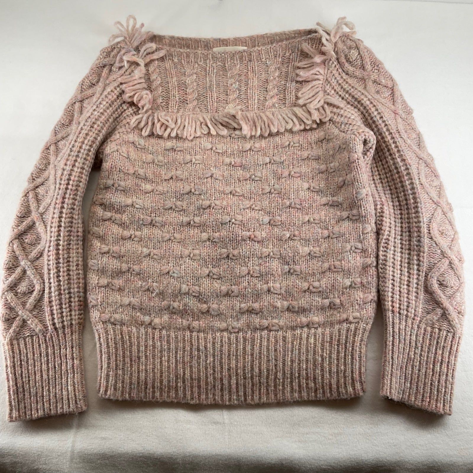LoveShackFancy LoveShackFancy blush pink Kingston Sweater Speckled Cable Al Size S / US 4 / IT 40 - 1 Thumbnail