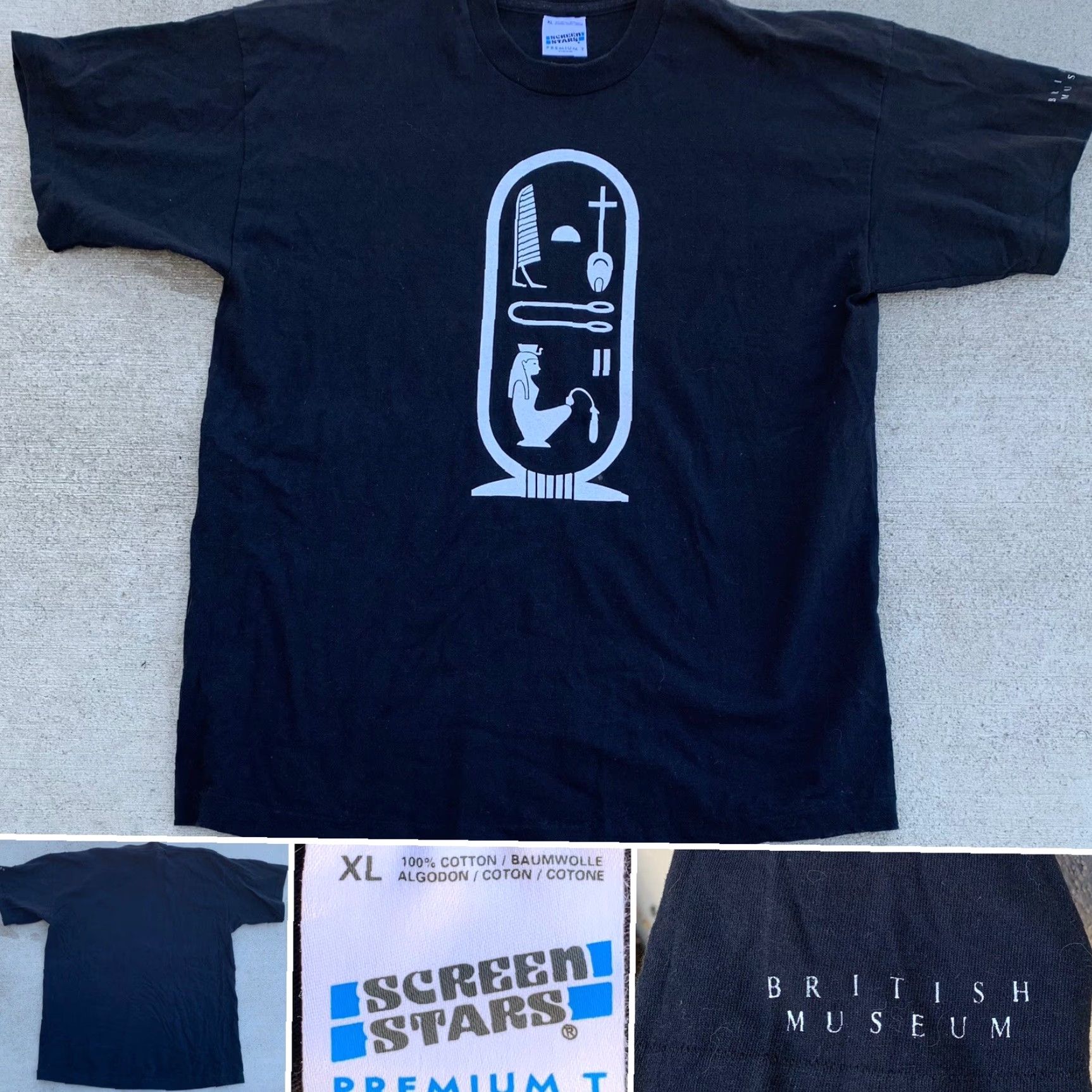 Vintage VINTAGE Screen Stars T-Shirt British Museum XL Short Sleeve Men Black 100% Cotton Graphic Tee Size US XL / EU 56 / 4 - 3 Thumbnail