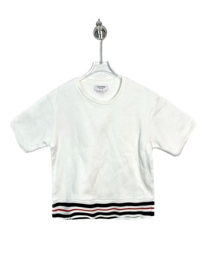 Thom Browne Thom Browne Tricolor Striped Trim Short Sleeve T-Shirt K26WX Size M / US 6-8 / IT 42-44 - 1 Thumbnail