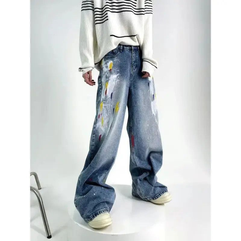 Japanese Brand Retro loose wide leg graffiti jeans Size US 32 / EU 48 - 4 Thumbnail
