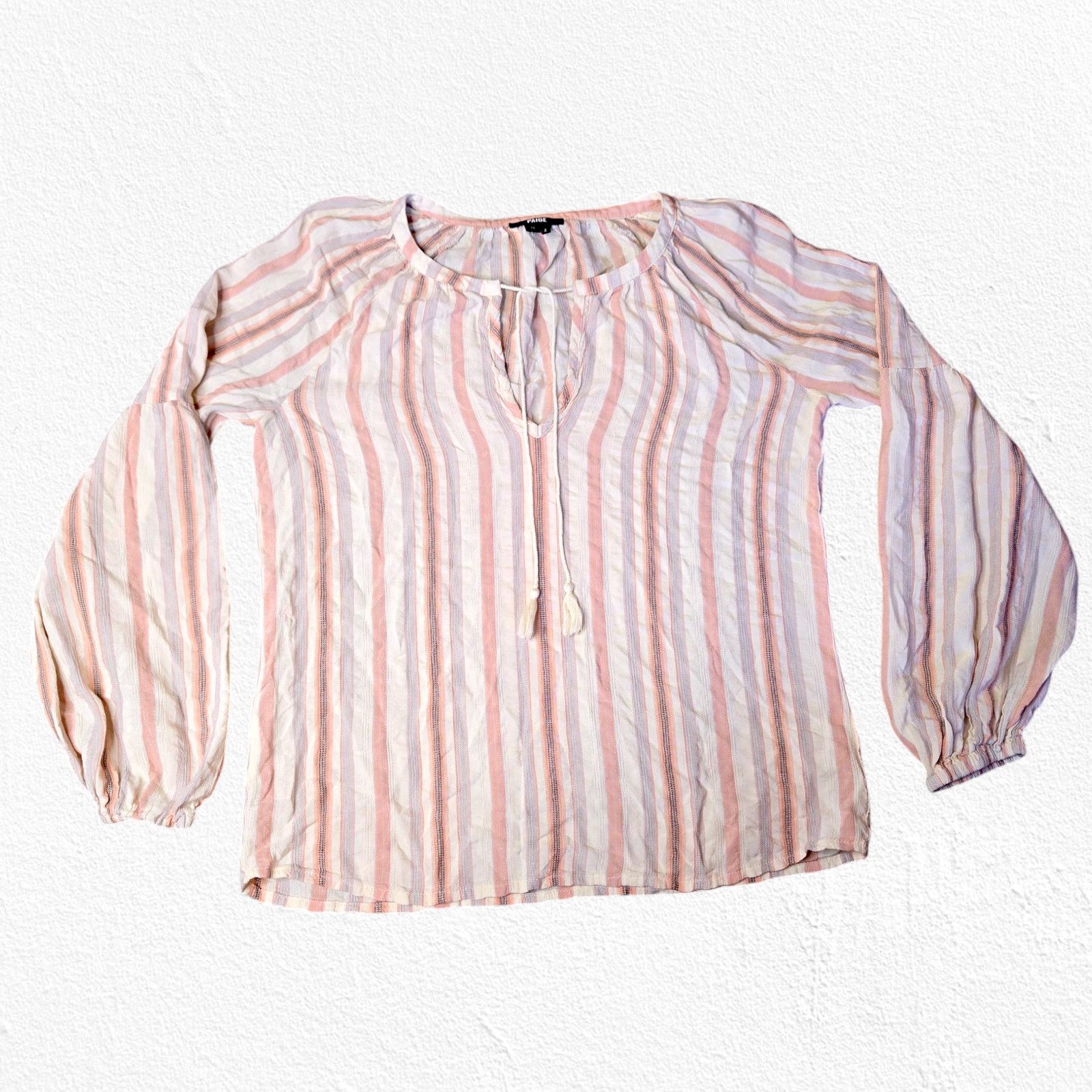 Paige Paige Pink Ivory Boho Striped Jovannie Blouse Size Medium Size M / US 6-8 / IT 42-44 - 2 Thumbnail