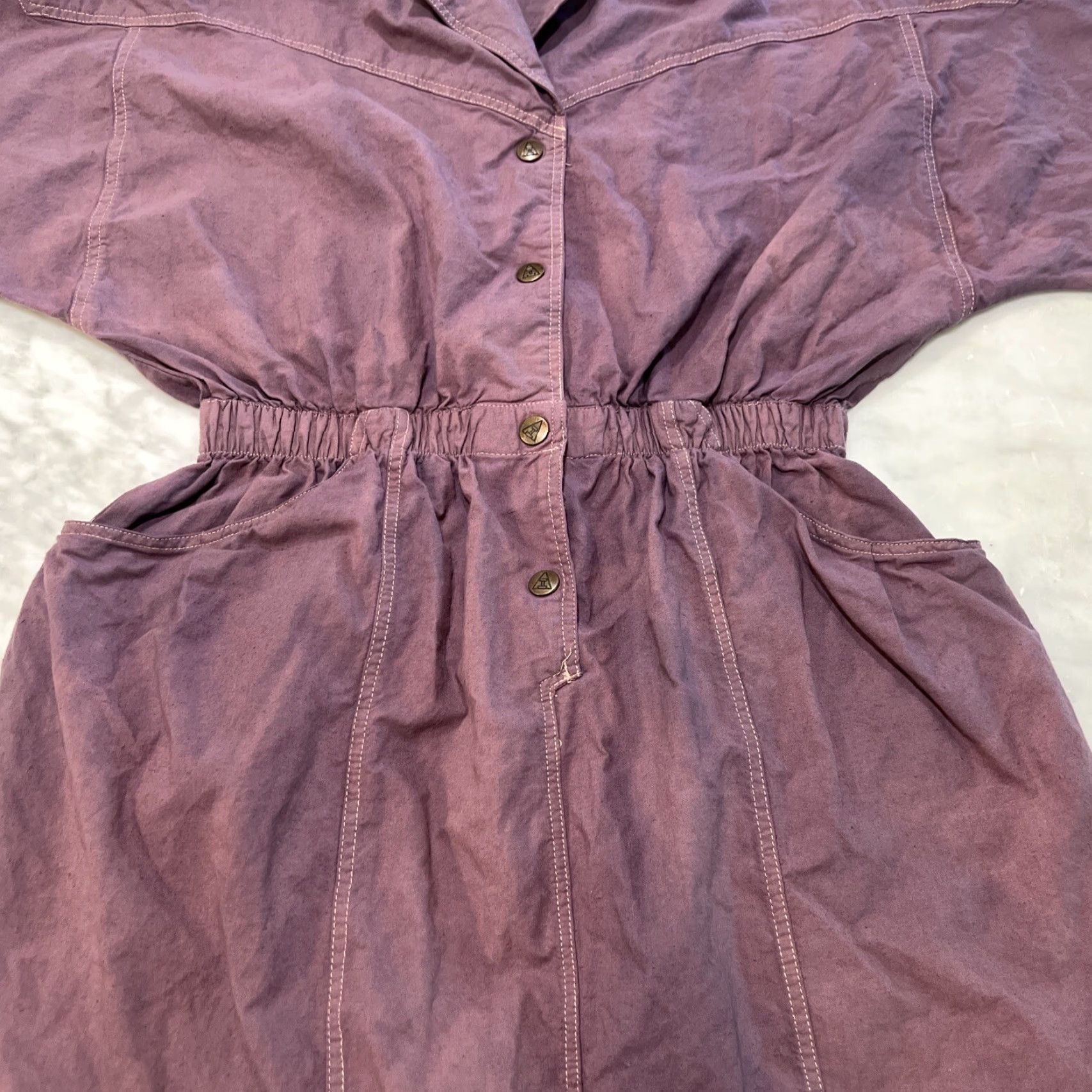 Vintage VINTAGE Ashleigh Morgan Women's Jumpsuit Romper Casual 80s Floral Purple M Short Sleeve Cotton Size 32" / US 10 / IT 46 - 4 Thumbnail