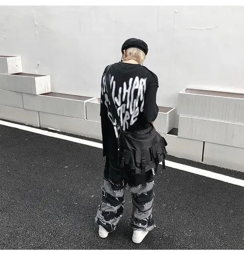 VIBE Jeans wide legs trousers tassels hip-hop loose jeans Size US 34 / EU 50 - 6 Thumbnail