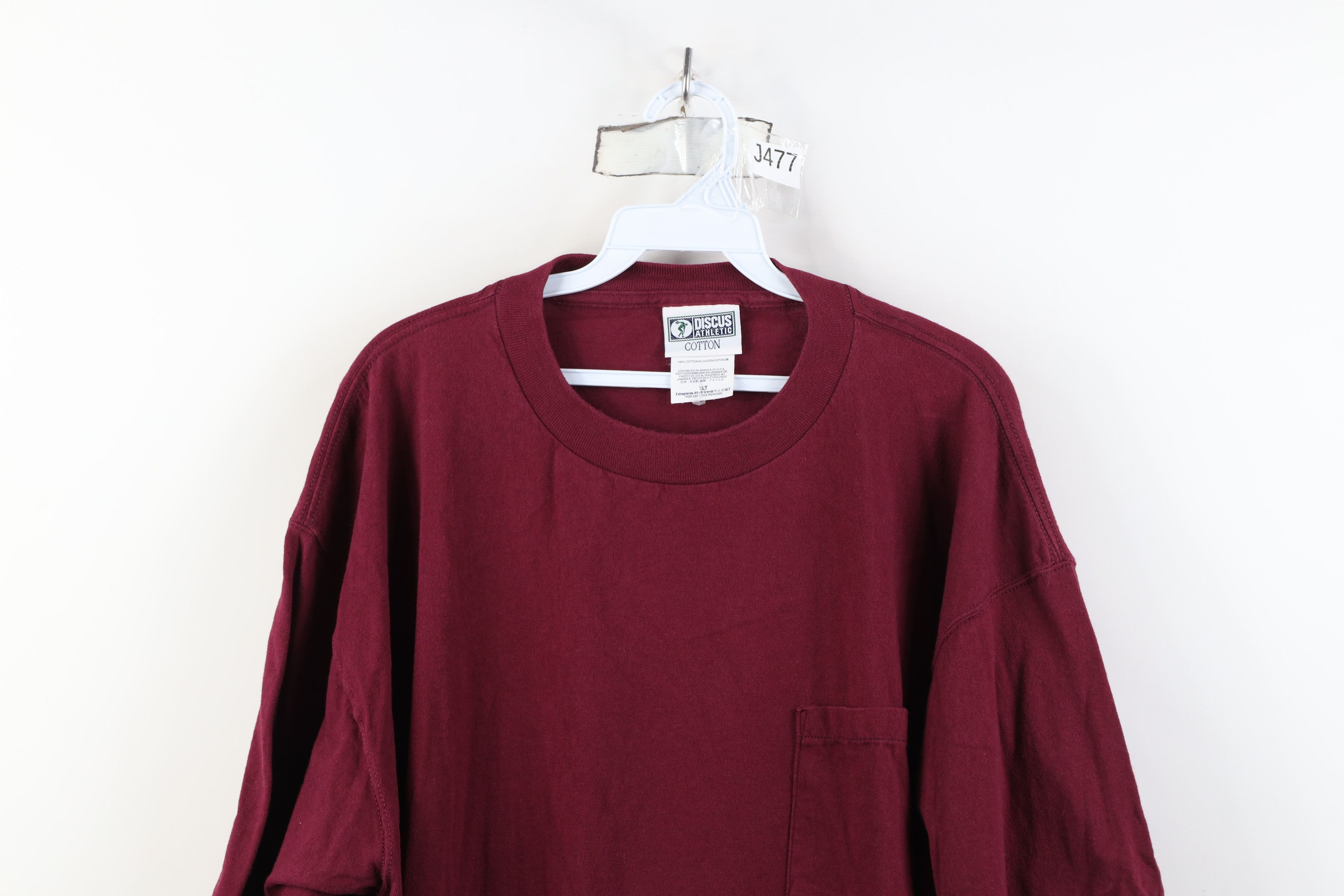 Vintage Vintage 90s Streetwear Heavyweight Cotton T-Shirt Burgundy Size US XL / EU 56 / 4 - 2 Thumbnail