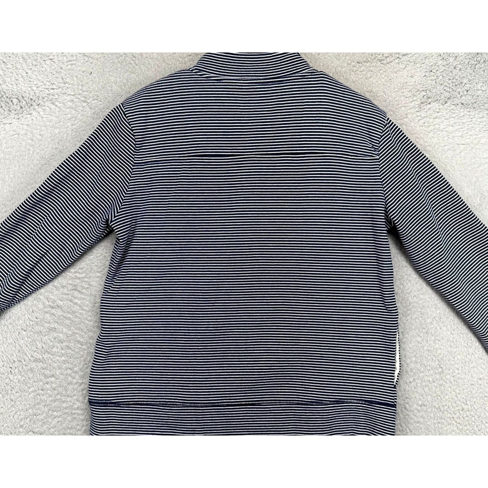 Vintage State Of Mind Womens Medium Blue Stripe Organic Cotton Blend Pullover Sweatshirt Mock Neck Pullover Sweatshirt Size M / US 6-8 / IT 42-44 - 3 Thumbnail