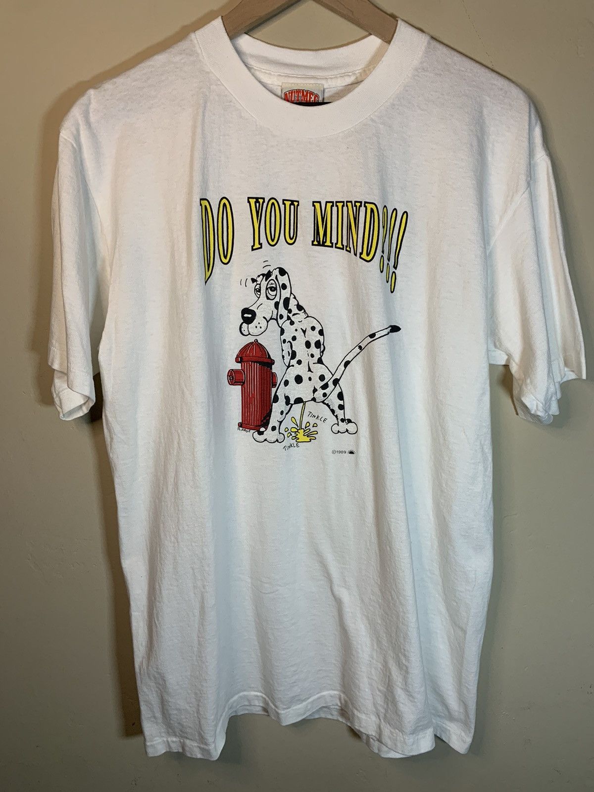 Vintage RARE* Vintage 80s Do You Mind?! Dalmatian Fire Hydrant Shirt Size US L / EU 52-54 / 3 - 1 Thumbnail