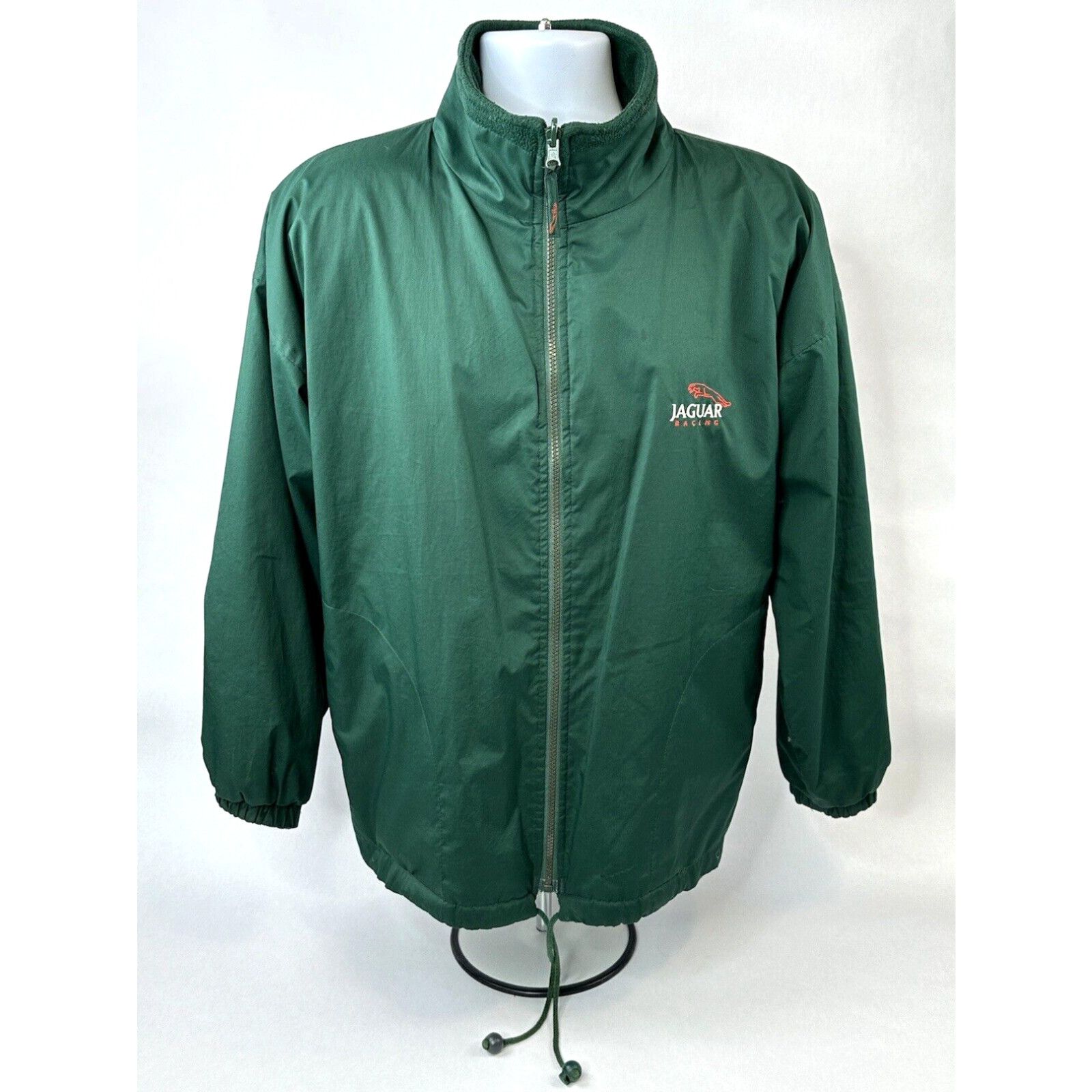 image of Vintage Jaguar F1 Racing Jacket Small Green Reversible Fleece Windbreaker in White, Men's