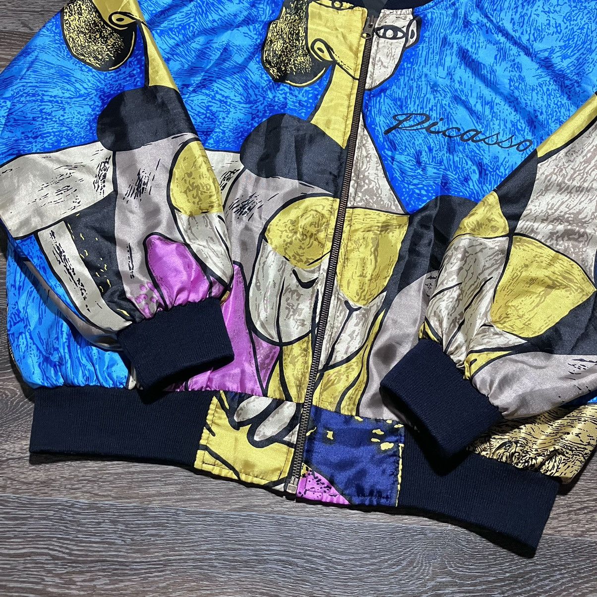 Vintage Vintage 90s PICASSO Art Design Satin Bomber Jacket Size US L / EU 52-54 / 3 - 4 Thumbnail