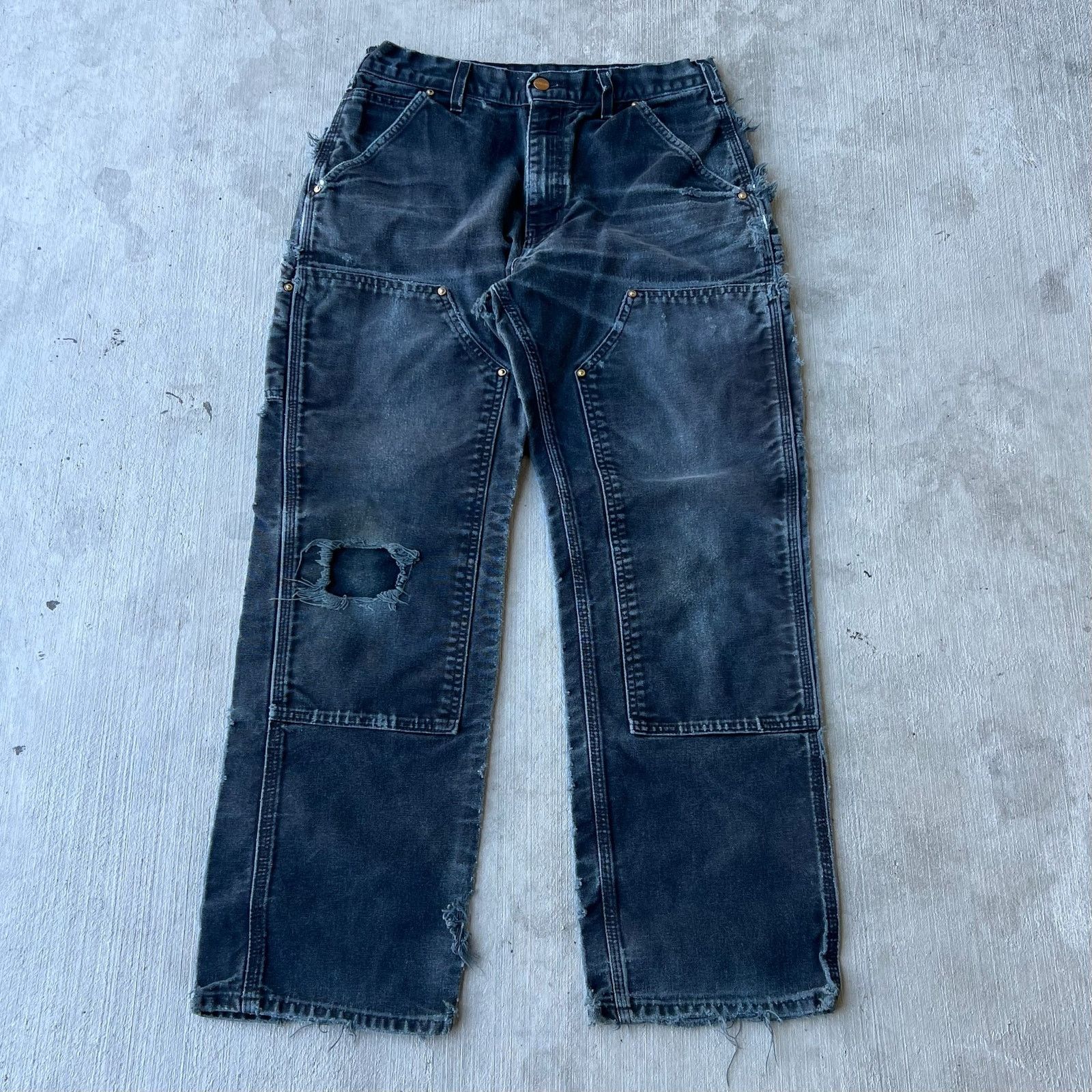 Carhartt × Vintage Carhartt black faded double knee work wear carpenter pants Size US 29 - 1 Thumbnail