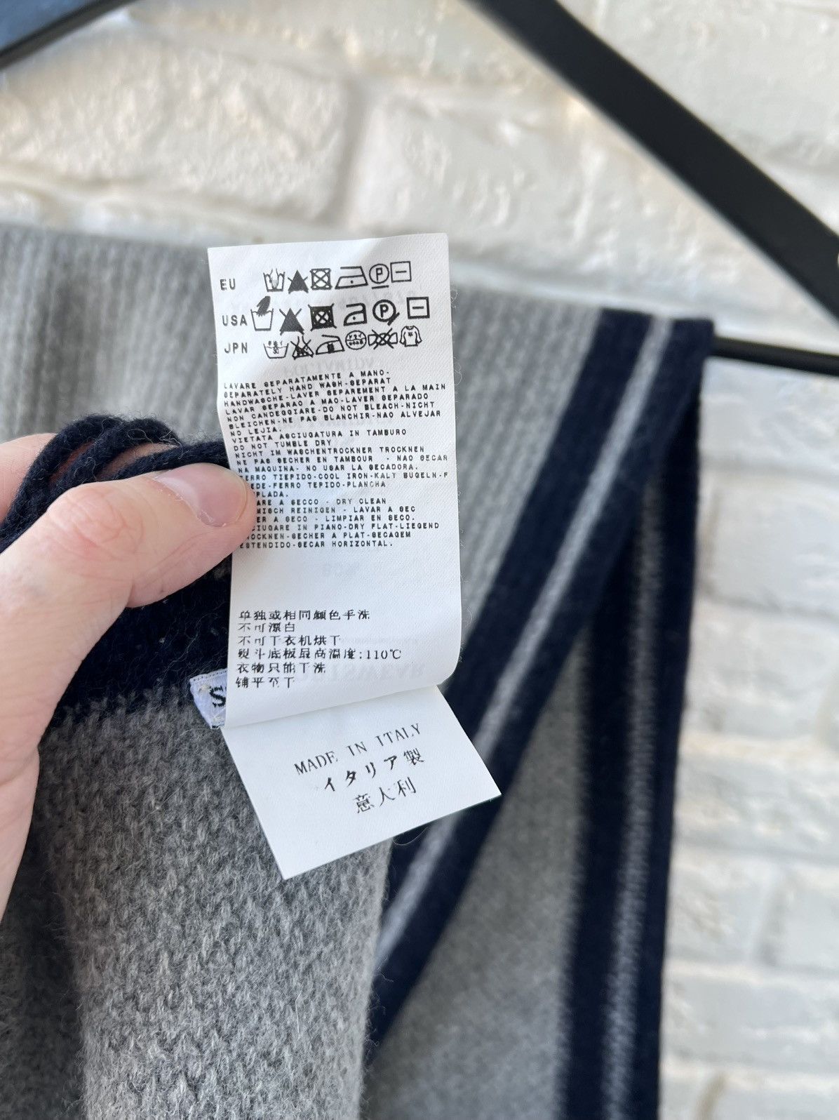 Stone Island Stone Island Gray Wool Logo Knit Scarf Size ONE SIZE - 7 Thumbnail