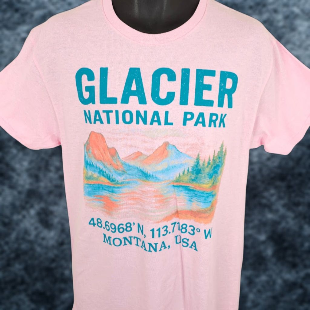 Vintage Glacier National Park T Shirt Mens Size Medium Pink Montana Travel Destination Bowery Shirt (Men) Size US M / EU 48-50 / 2 - 1 Thumbnail