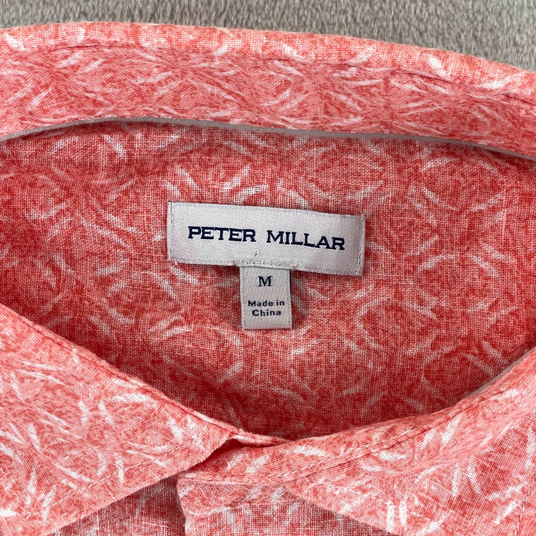 Peter Millar Peter Millar Shirt Men M Pink Linen Short Sleeve Rose NWT Geometric Classic Fit Button-Up 100% Linen Clay Rose Vintage No Mens Size US M / EU 48-50 / 2 - 2 Thumbnail