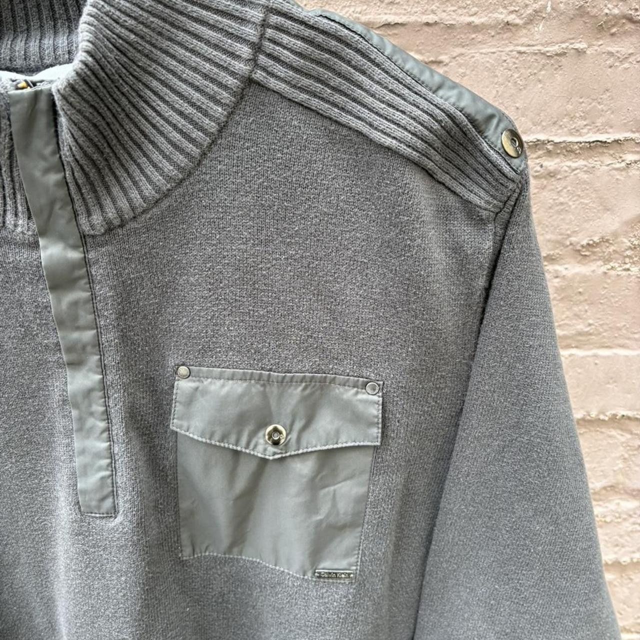 Calvin Klein Early 2000s Calvin Klein Grey Quarter Zip Sweatshirt Size US L / EU 52-54 / 3 - 3 Thumbnail