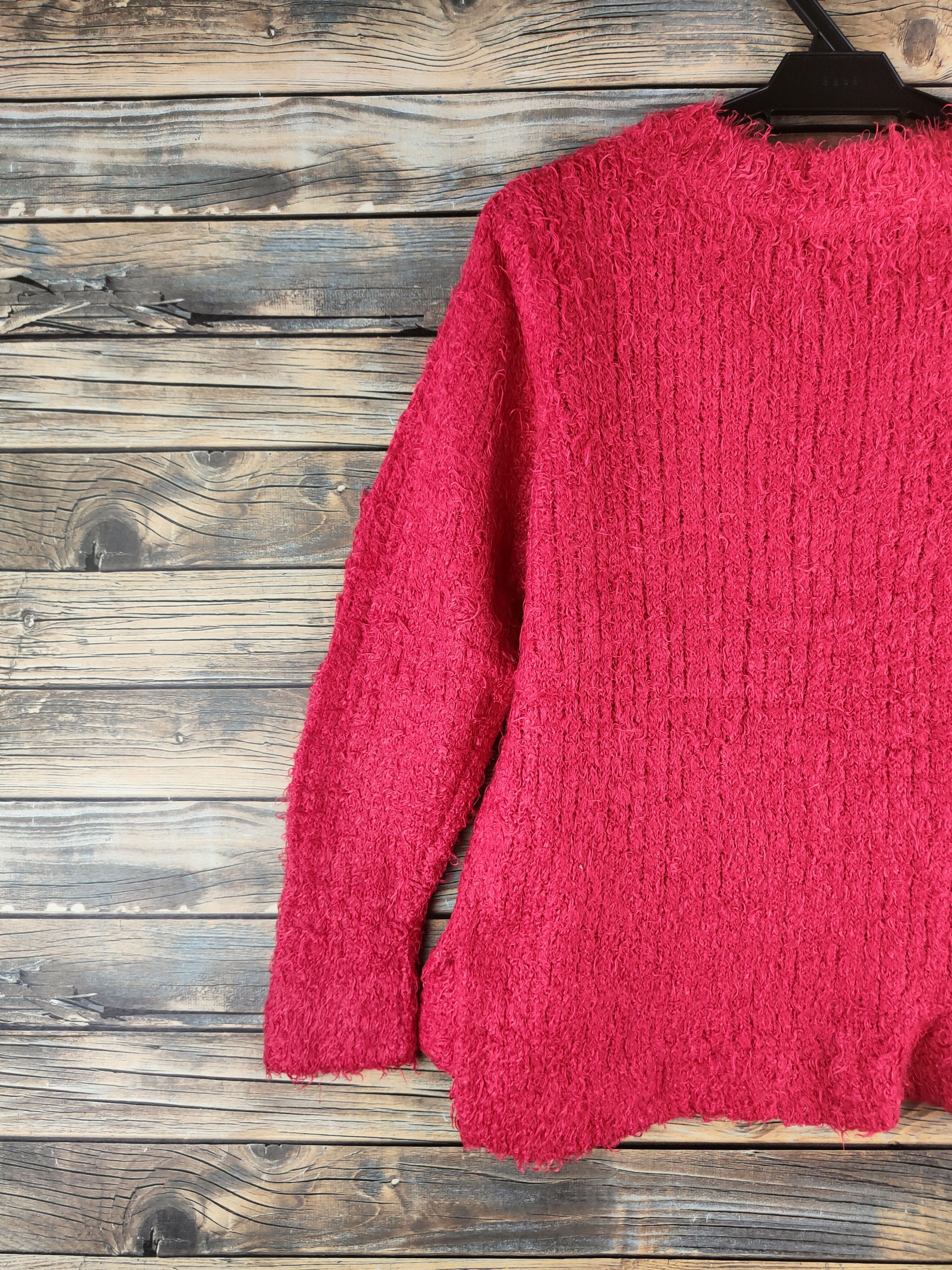 Japanese Brand DL Chocol Raffine Red Fur Mohair shaggy Knitwear #46-912 Size S / US 4 / IT 40 - 8 Thumbnail