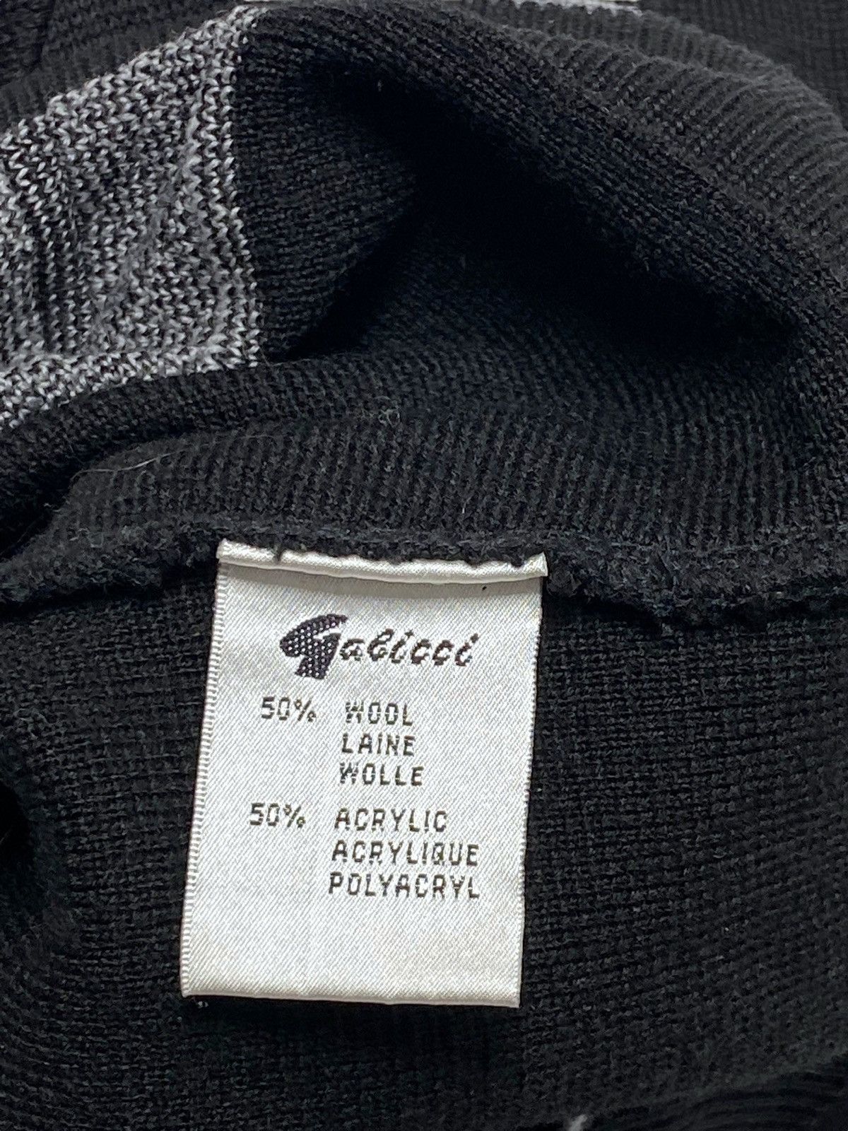 Vintage 90s Vintage GABICCI Warm Wool Black White V Neck Sweater Size US XL / EU 56 / 4 - 5 Thumbnail