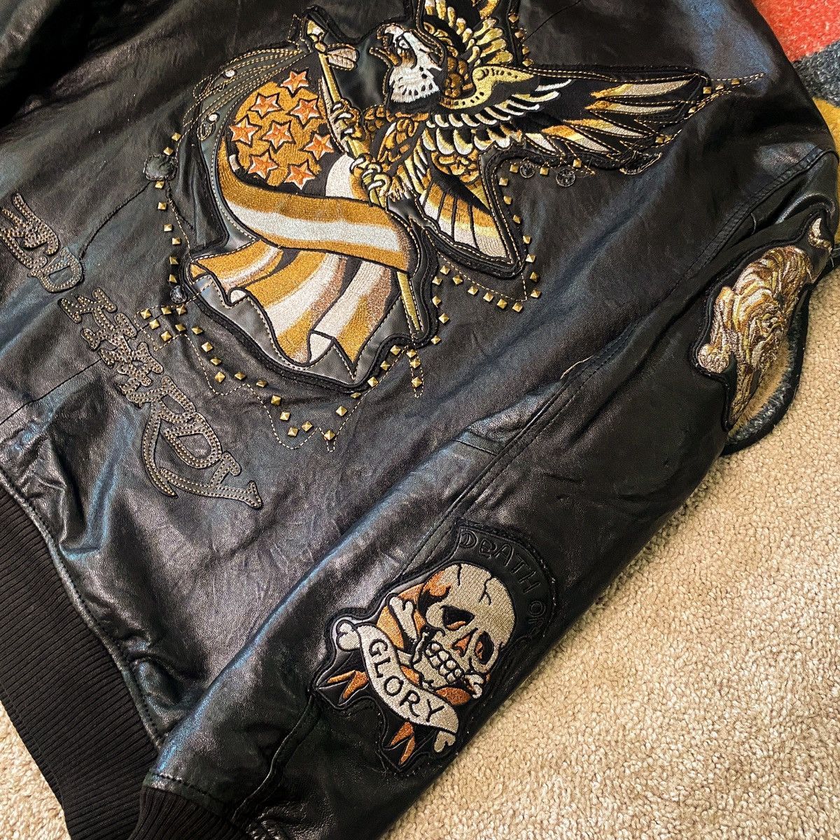 Avirex × Ed Hardy Vintage Ed Hardy x Avirex Eagle Leather Bomber Size US L / EU 52-54 / 3 - 6 Thumbnail