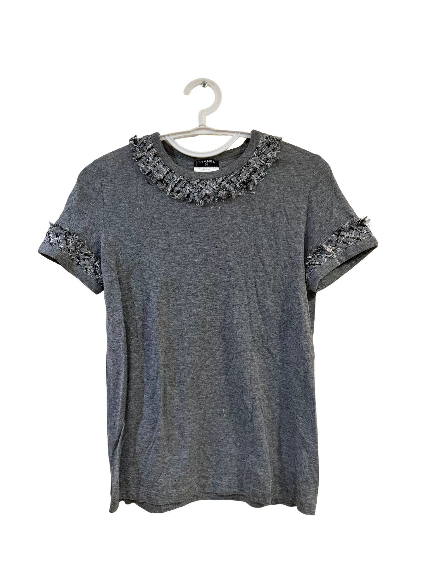 Chanel Chanel Fringed Trim Logo T-Shirt FR 34 Size XS / US 0-2 / IT 36-38 - 1 Thumbnail