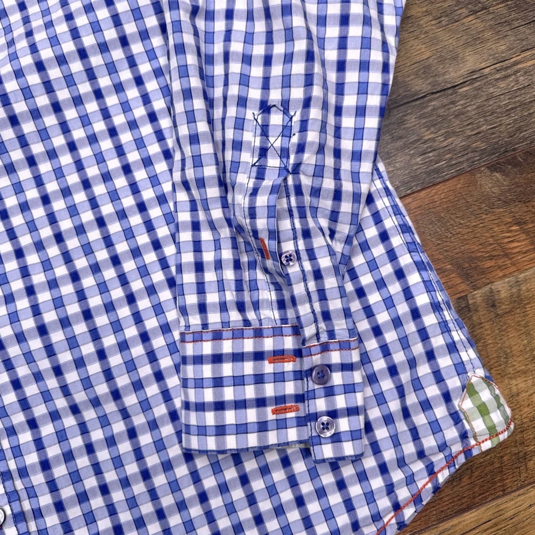 Johnston & Murphy Johnston & Murphy Slim Fit Shirt Mens Large Blue Check Button-Up Shirt Size US L / EU 52-54 / 3 - 6 Thumbnail