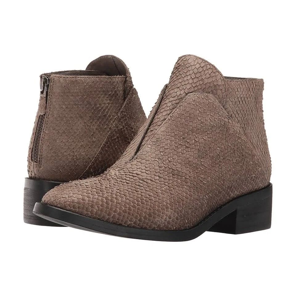 Eileen Fisher Eileen Fisher 7.5 Gray Leather Ankle Boots TUCK Embossed Sna Size US 7.5 / IT 37.5 - 1 Thumbnail