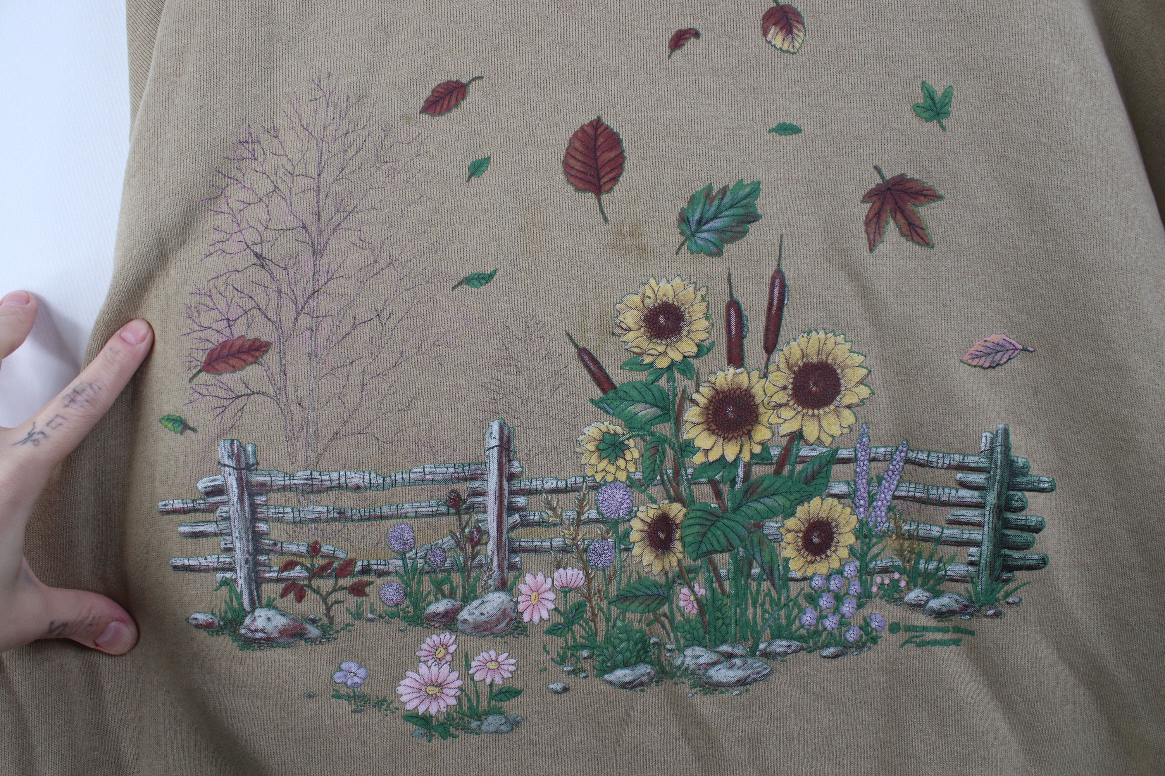 Vintage Vintage 90s Streetwear Nature Leaf Garden Flower Sweatshirt Size XL / US 12-14 / IT 48-50 - 4 Thumbnail