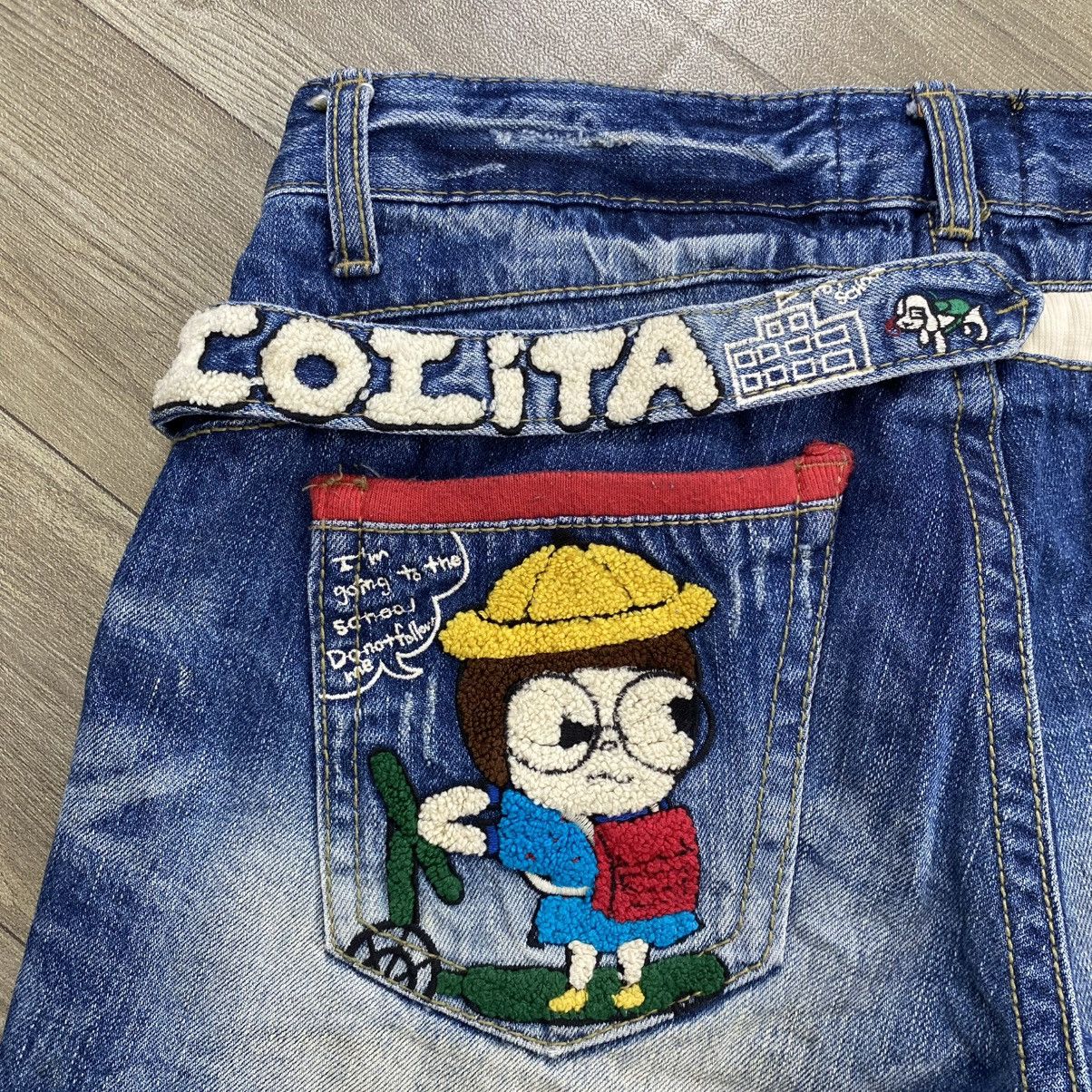 Japanese Brand Y2K Yoshitomo Nara Lolita Jeans Distressed Embroidery Pants Size US 30 / EU 46 - 3 Thumbnail