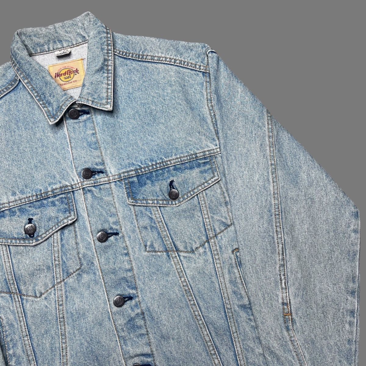 Hard Rock Cafe × Vintage Vtg 1990s Hard Rock Cafe Save The Planet Dallas Denim Jacket Size US S / EU 44-46 / 1 - 17 Thumbnail