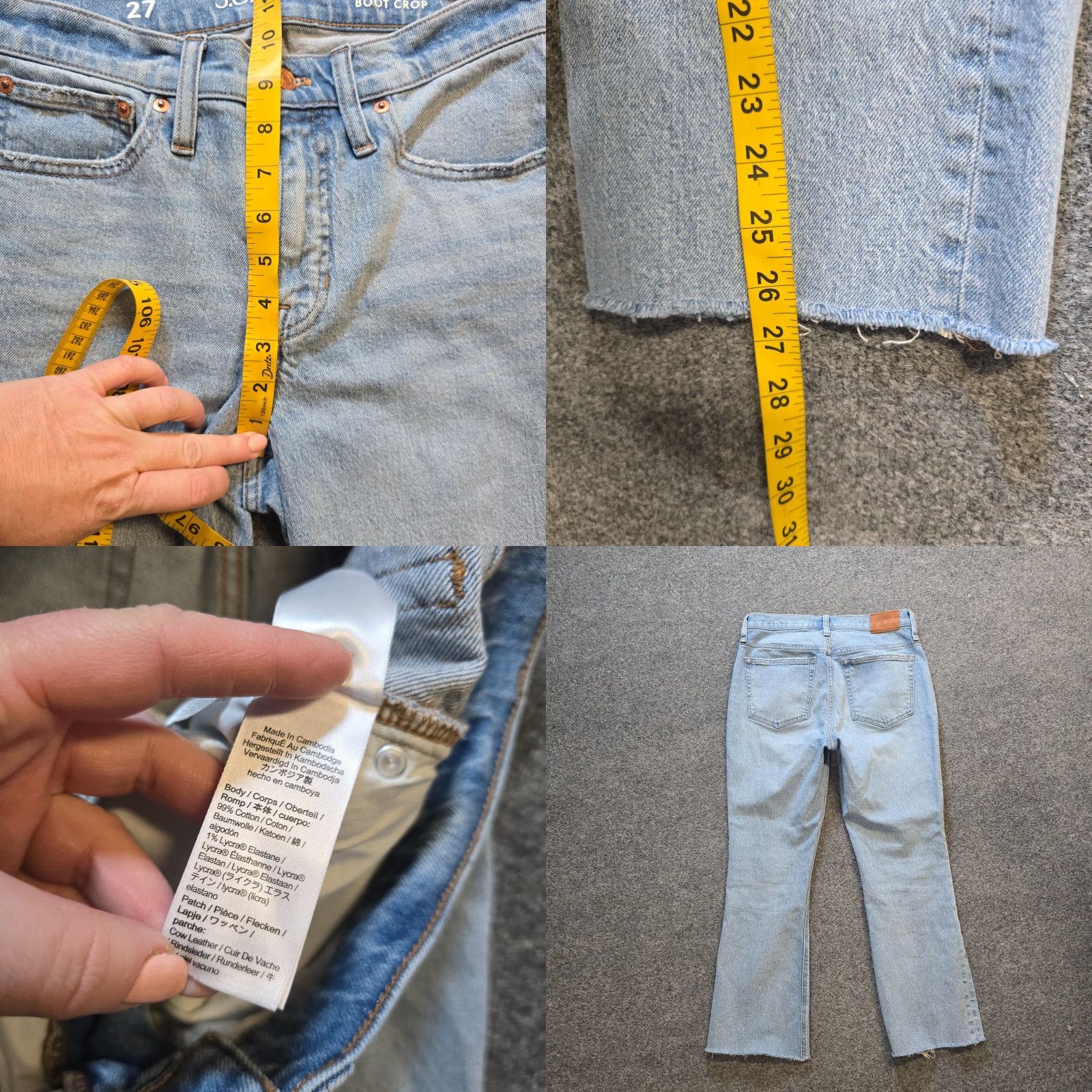 J.Crew J.CREW Jeans Womens 27 Blue 9 Inch Denim Boot Crop Light Wash Raw Hem Capsule Crop Jeans Women Regular 5-Pocket Denim Campture? Size 27" / US 4 / IT 40 - 8 Thumbnail