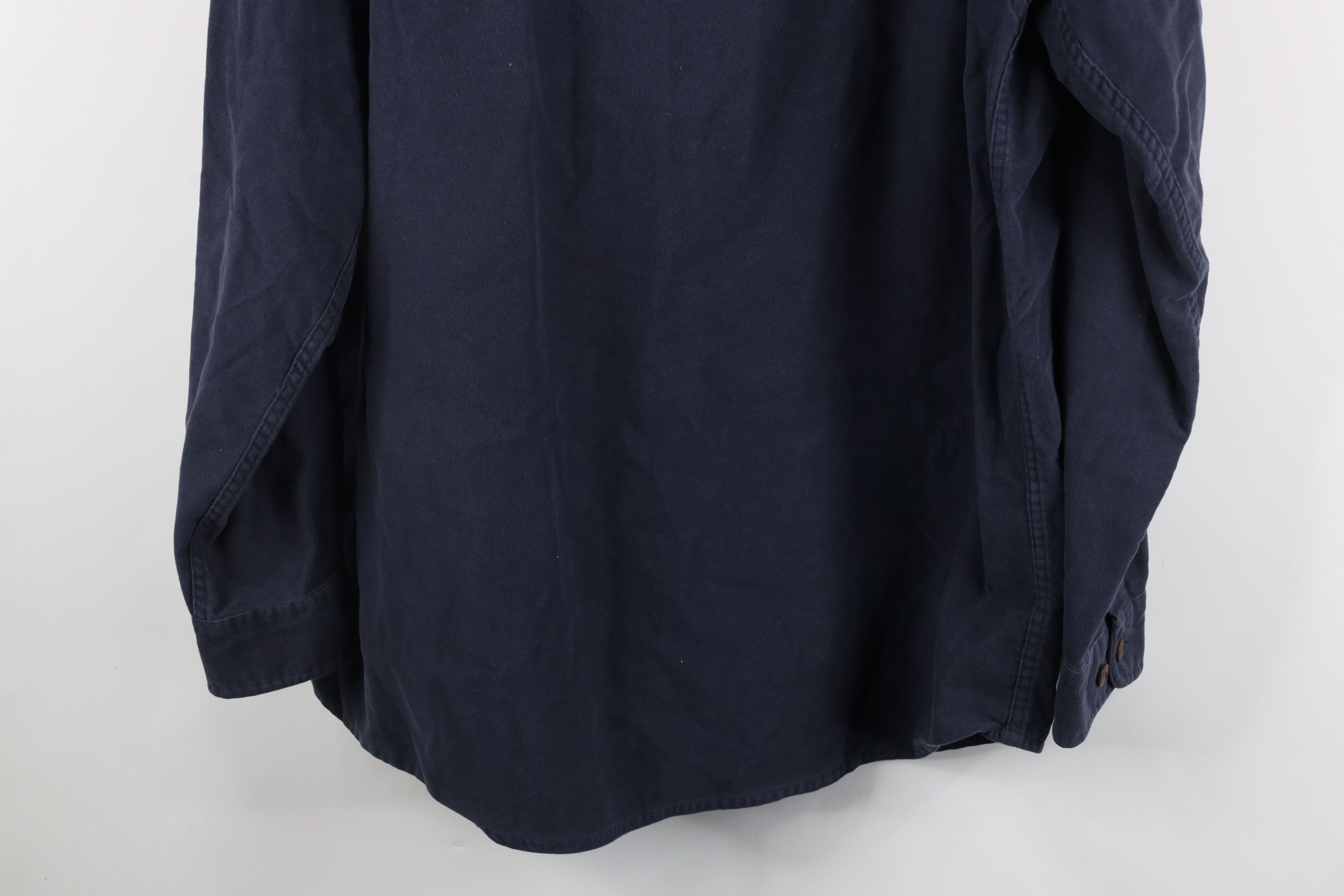 Eddie Bauer × Vintage Vintage 90s Eddie Bauer Chamois Cloth Button Shirt Navy Blue Size US L / EU 52-54 / 3 - 9 Thumbnail