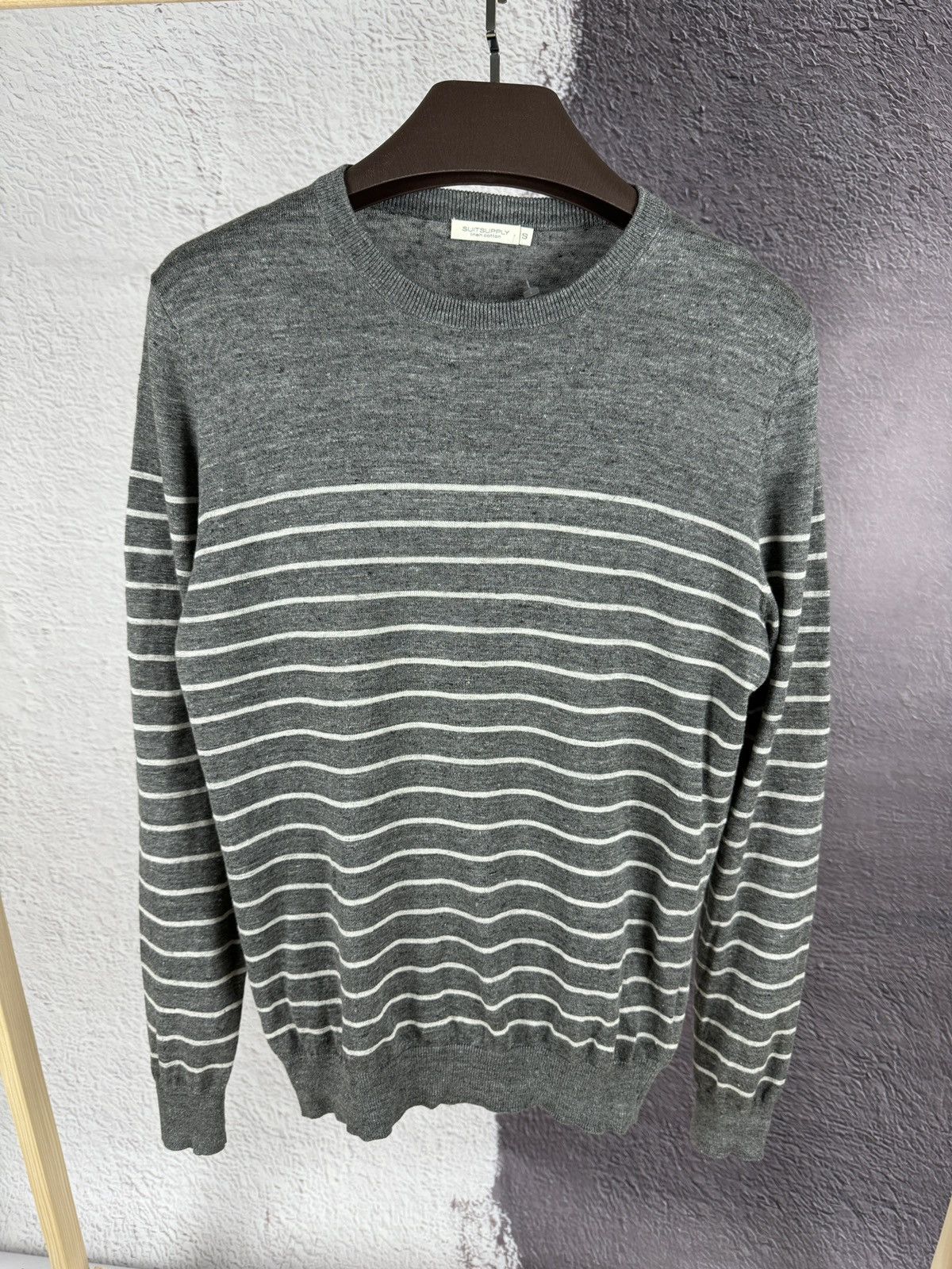 Suitsupply Suitsupply Linen cotton striped grey sweater size S Size US S / EU 44-46 / 1 - 3 Thumbnail