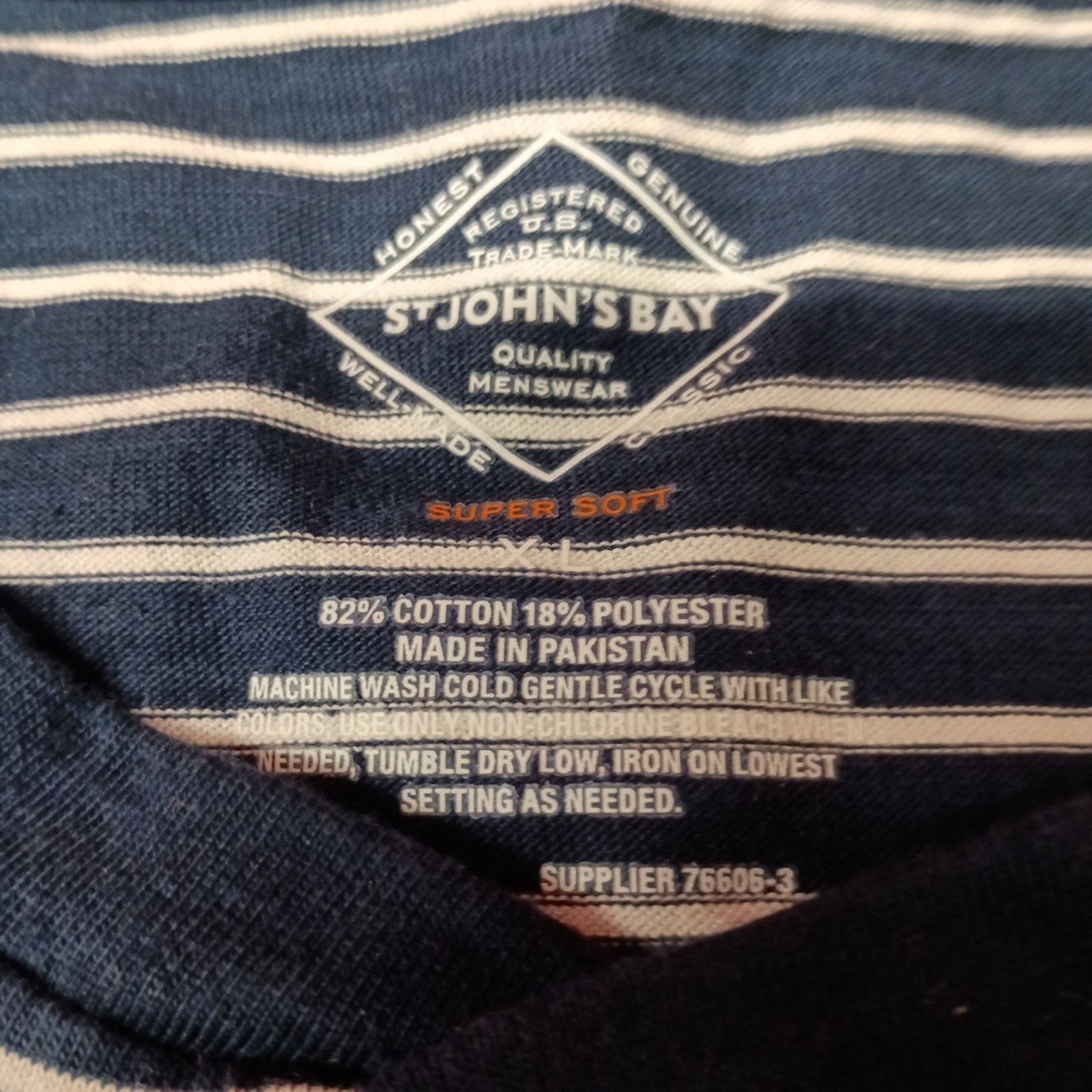 St. Johns Bay St. John’s Bay Henley Shirt Men's Size XL Blue White Striped Size US XL / EU 56 / 4 - 3 Thumbnail