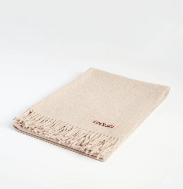 Acne Studios BNWT AW25 ACNE STUDIOS PINK PATCH OVERSIZED WOOL SCARF BEIGE Size ONE SIZE - 6 Thumbnail